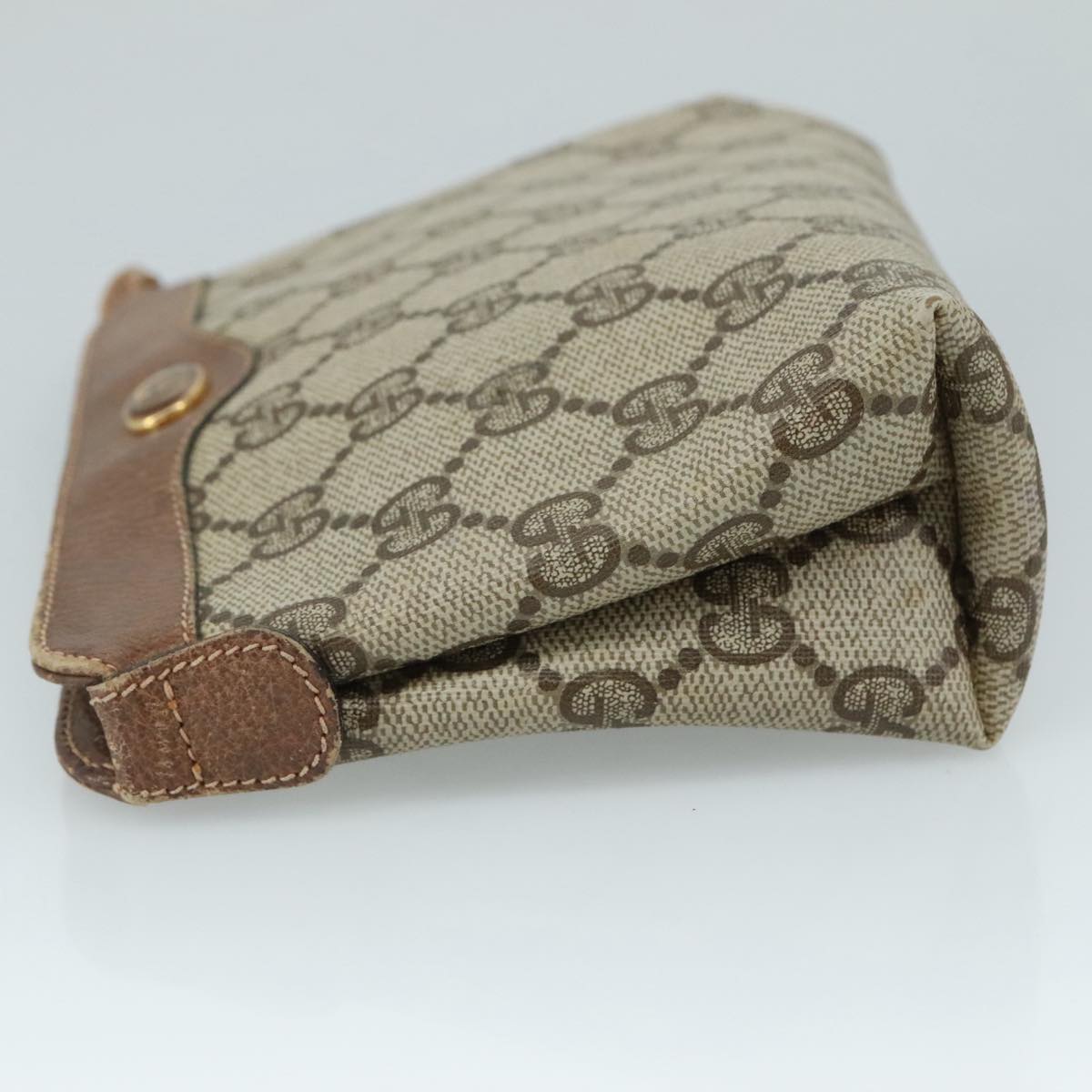 GUCCI GG Supreme Pouch PVC Leather Beige 64 01 020 Auth am7520