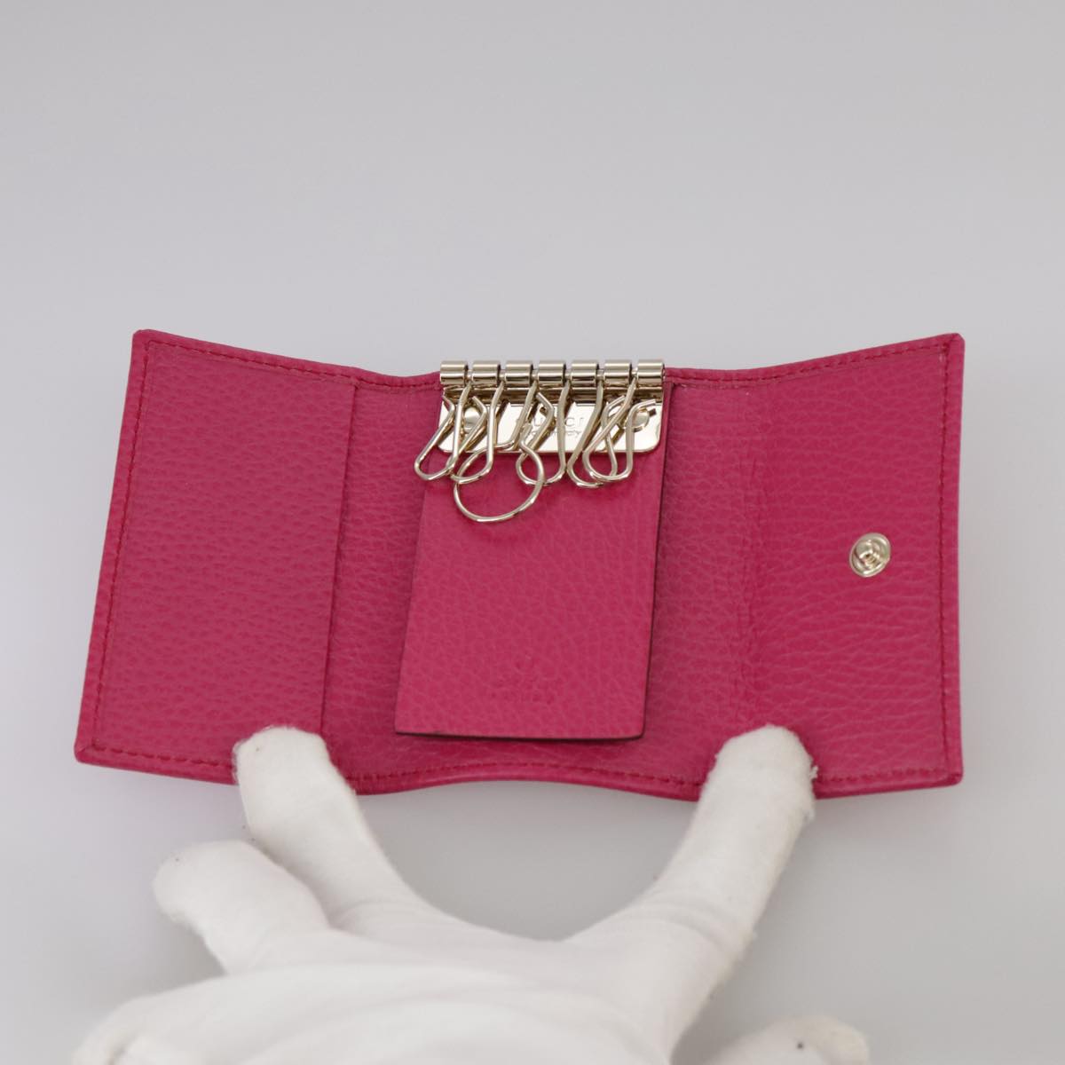 GUCCI Swing Key Case Leather Pink 354499 Auth am7524