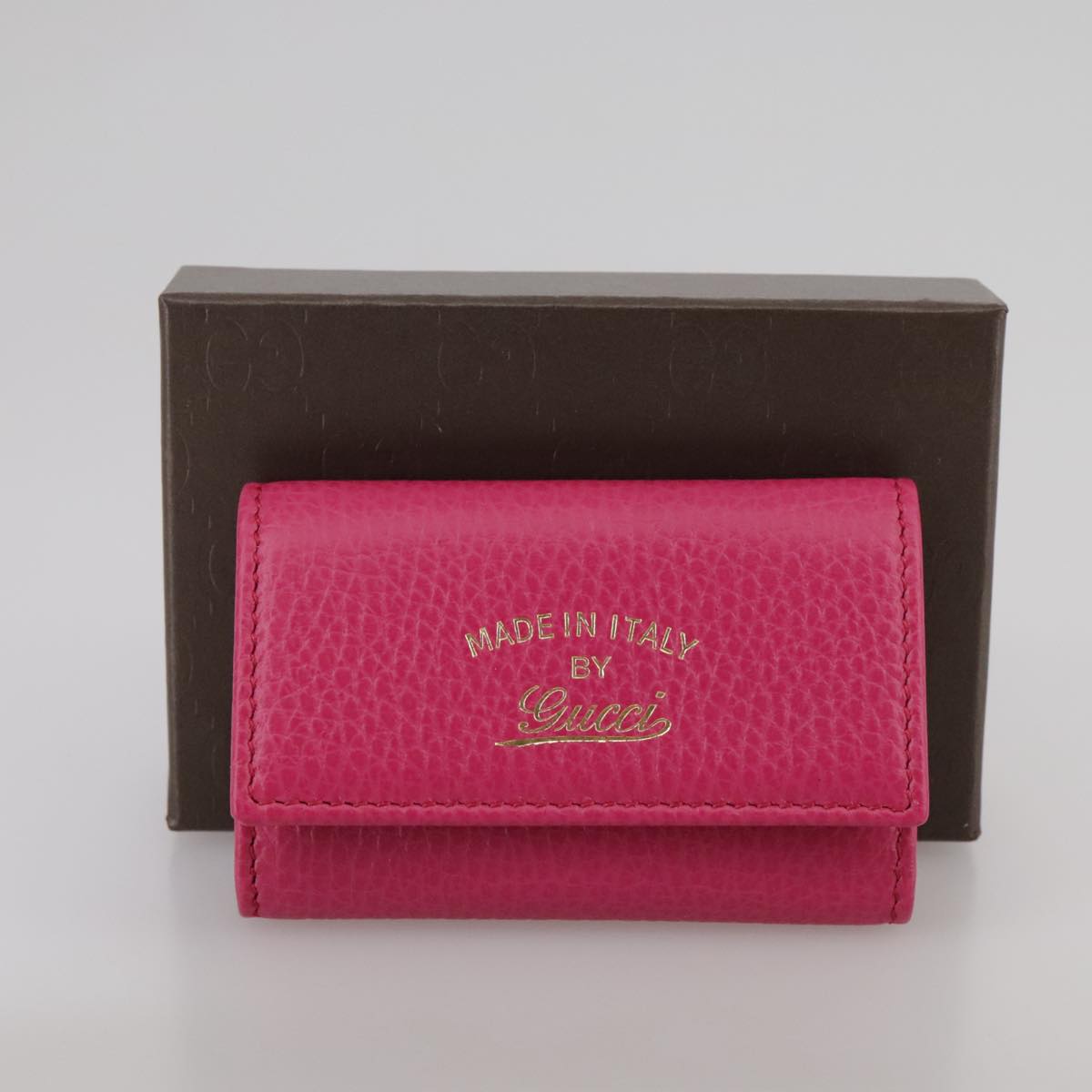 GUCCI Swing Key Case Leather Pink 354499 Auth am7524