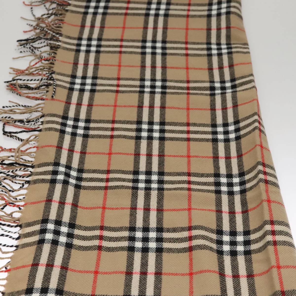 Burberrys Nova Check blanket Wool 49.2""-49.2"" Beige Auth am7556