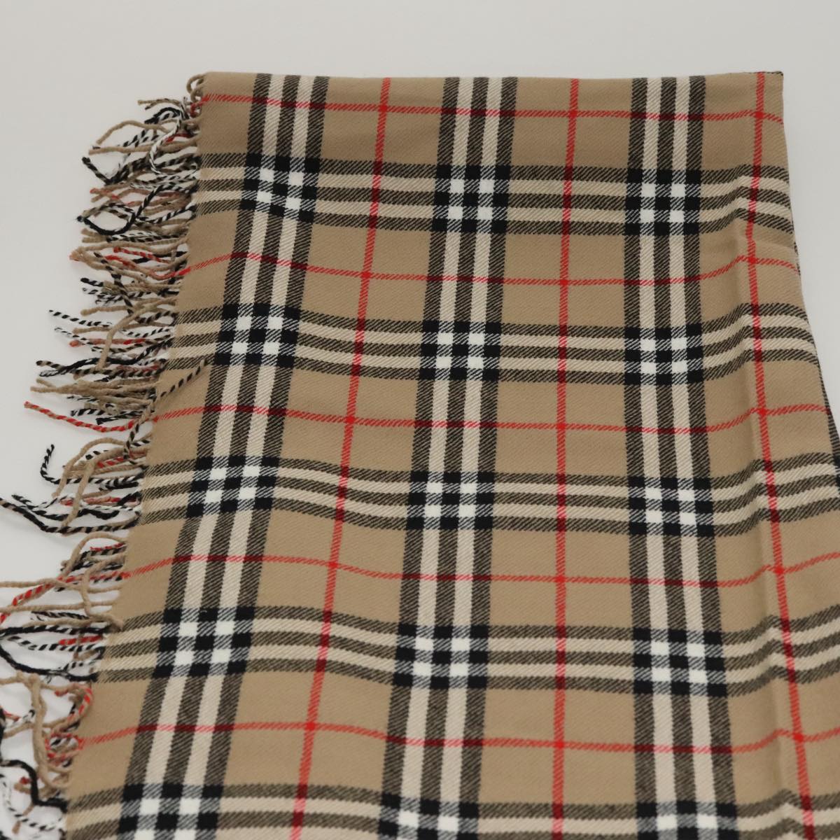 Burberrys Nova Check blanket Wool 49.2""-49.2"" Beige Auth am7556