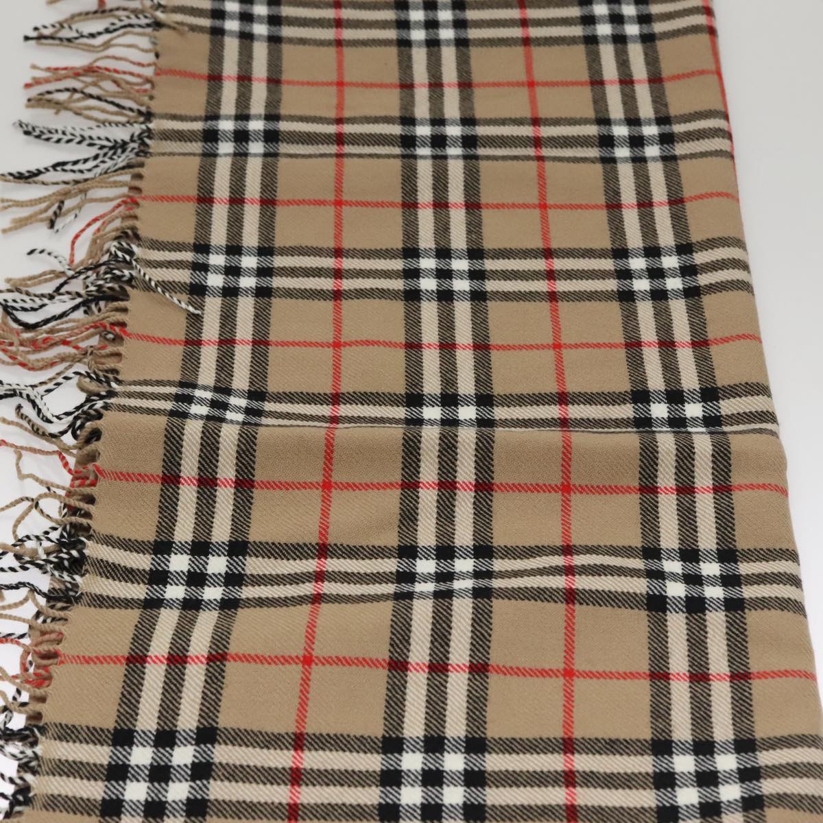 Burberrys Nova Check blanket Wool 49.2""-49.2"" Beige Auth am7556