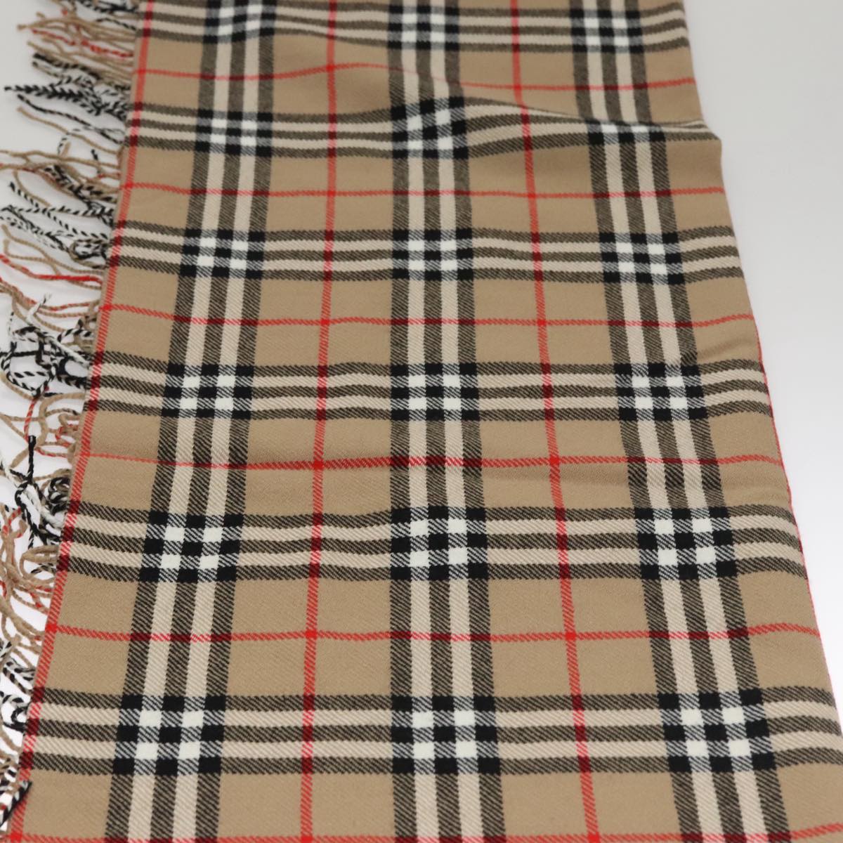 Burberrys Nova Check blanket Wool 49.2""-49.2"" Beige Auth am7556