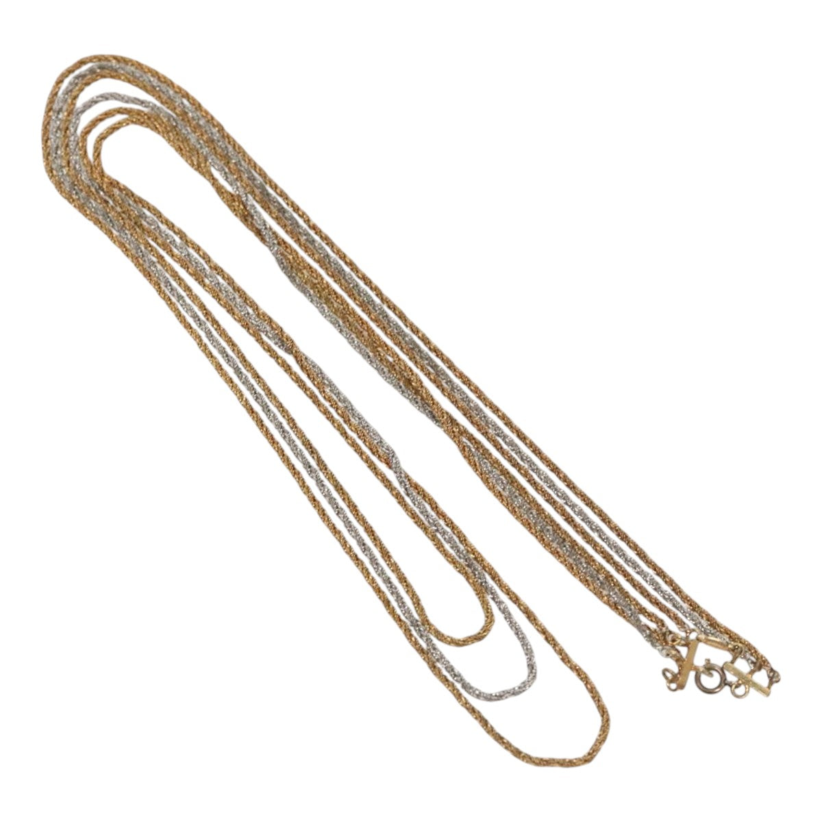 Christian Dior Twist Triple Necklace metal Gold Auth am7605