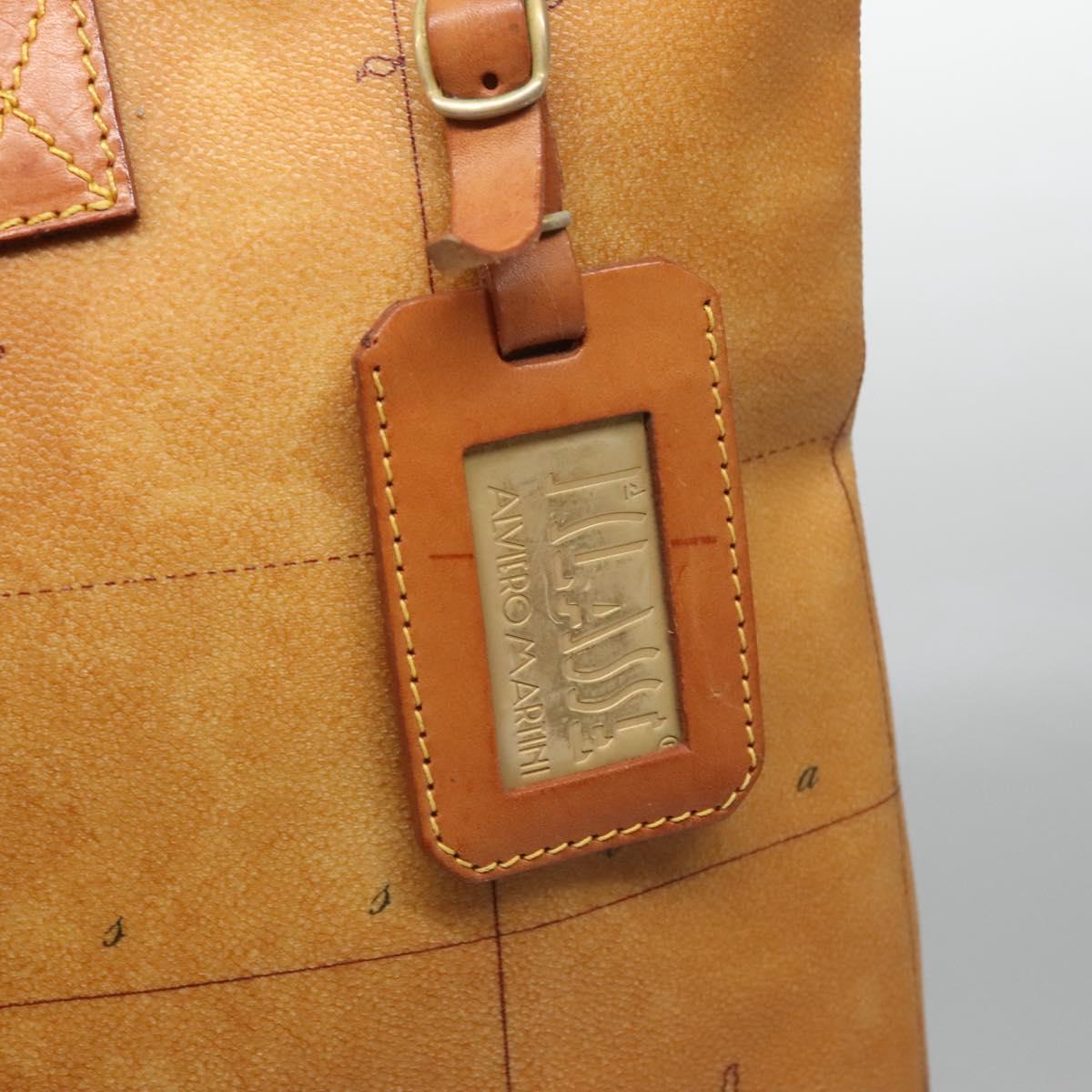 PRIMA CLASSE Hand Bag Leather PVC Beige Brown gold Auth am7609