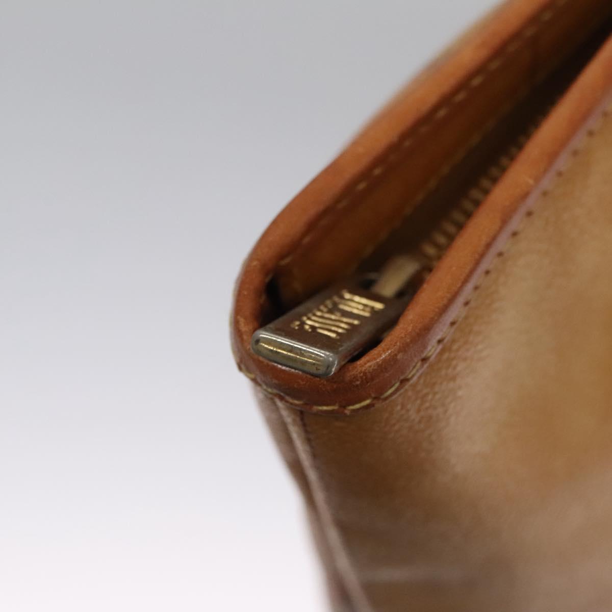 PRIMA CLASSE Hand Bag Leather PVC Beige Brown gold Auth am7609