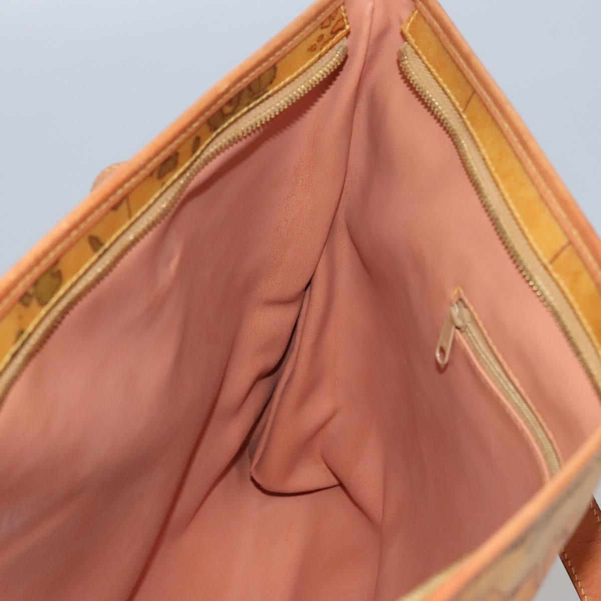 PRIMA CLASSE Hand Bag Leather PVC Beige Brown gold Auth am7609