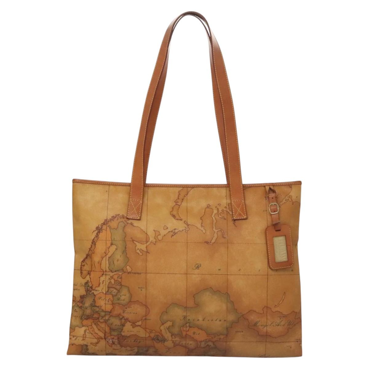 PRIMA CLASSE Hand Bag Leather PVC Beige Brown gold Auth am7609