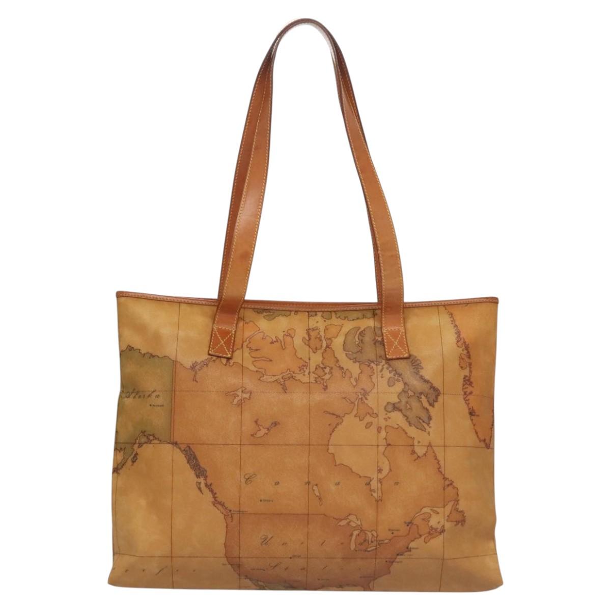 PRIMA CLASSE Hand Bag Leather PVC Beige Brown gold Auth am7609