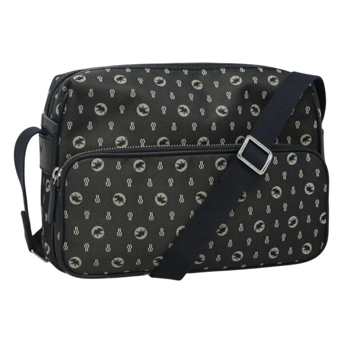 HUNTING WORLD Shoulder Bag Canvas Gray Auth am7610