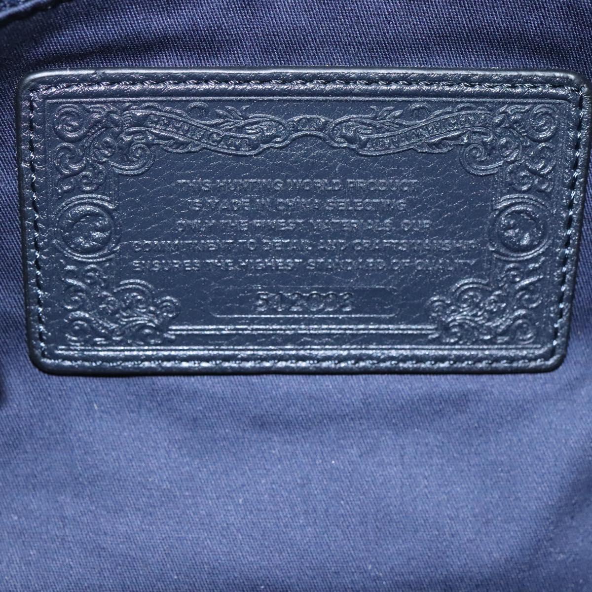 HUNTING WORLD Shoulder Bag Canvas Gray Auth am7610