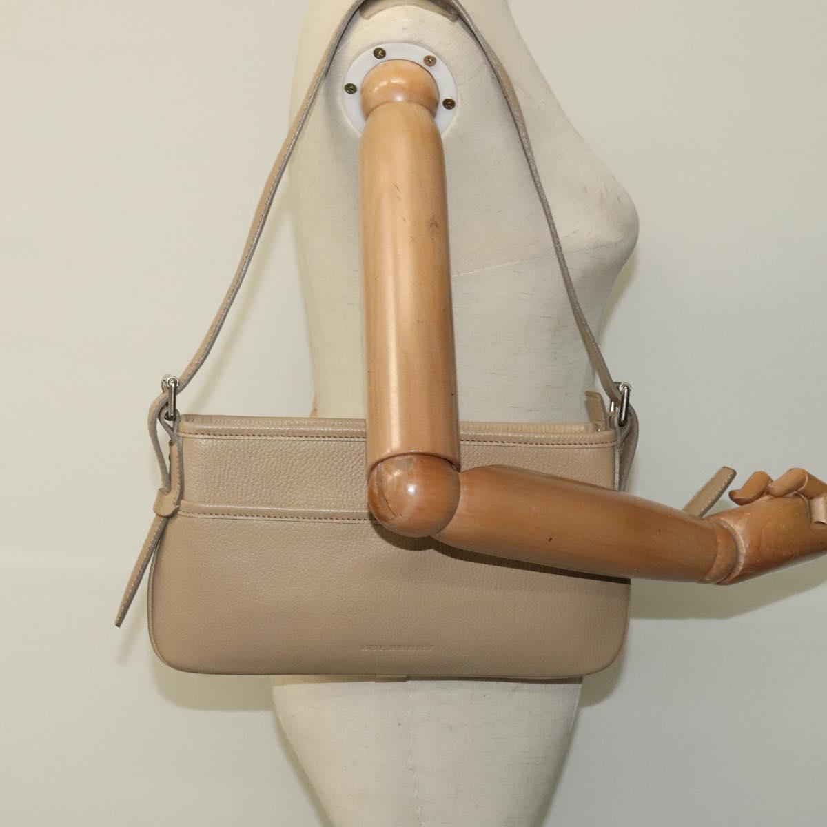 BURBERRY Shoulder Bag Leather Beige Auth am7618