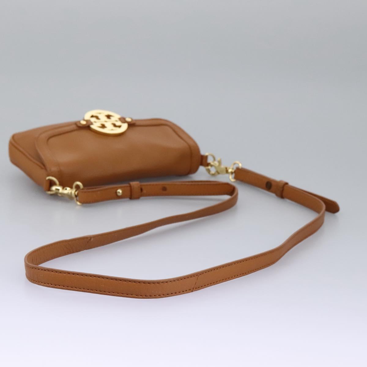 TORY BURCH Shoulder Bag Leather Brown Auth am7642