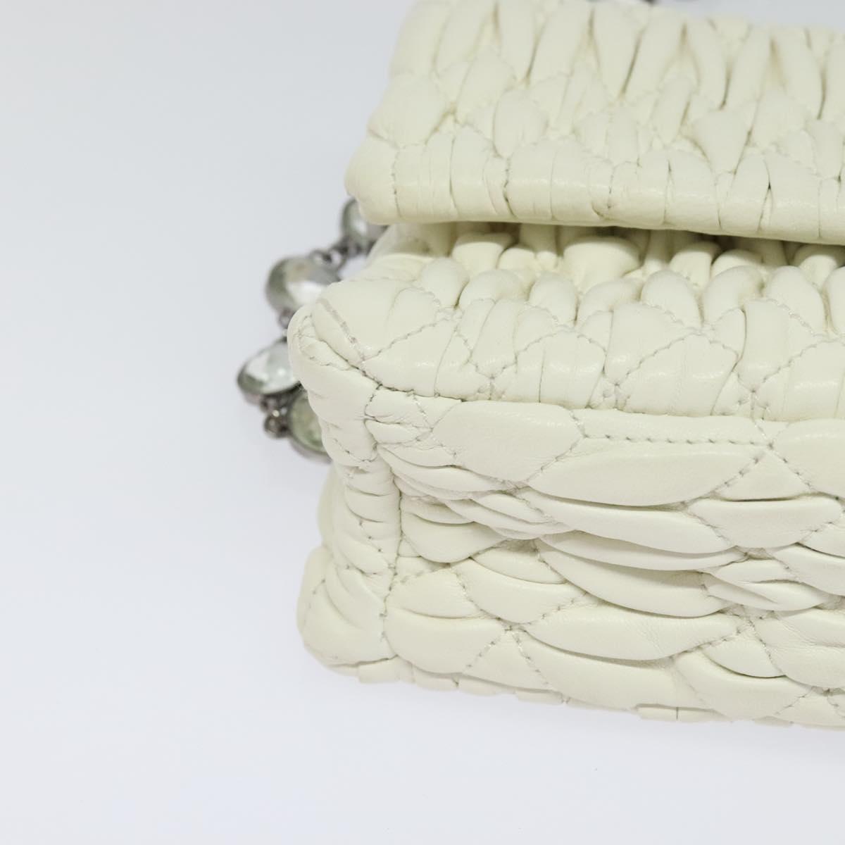 Miu Miu Matelasse Bijoux Shoulder Bag Leather White Auth am7657
