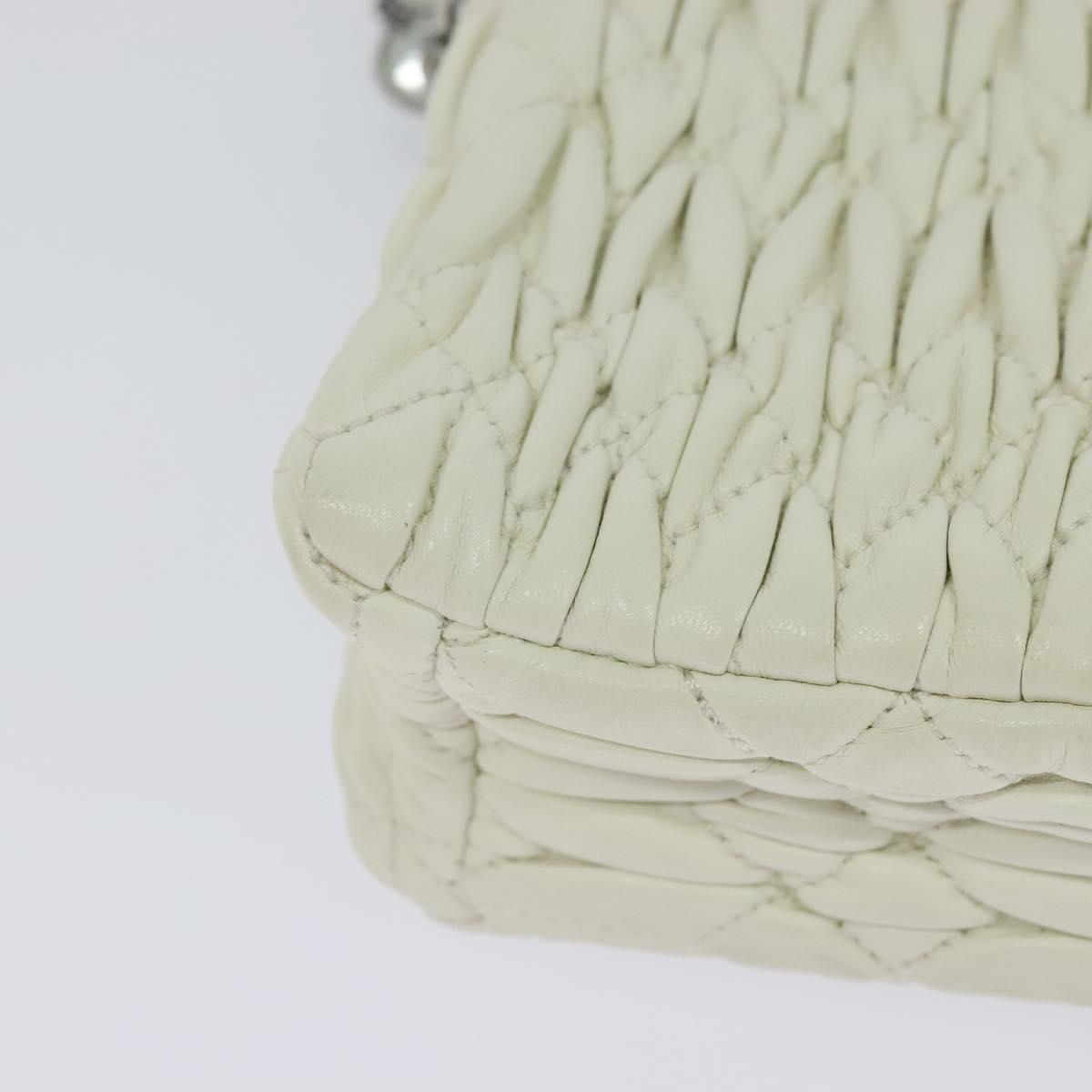 Miu Miu Matelasse Bijoux Shoulder Bag Leather White Auth am7657