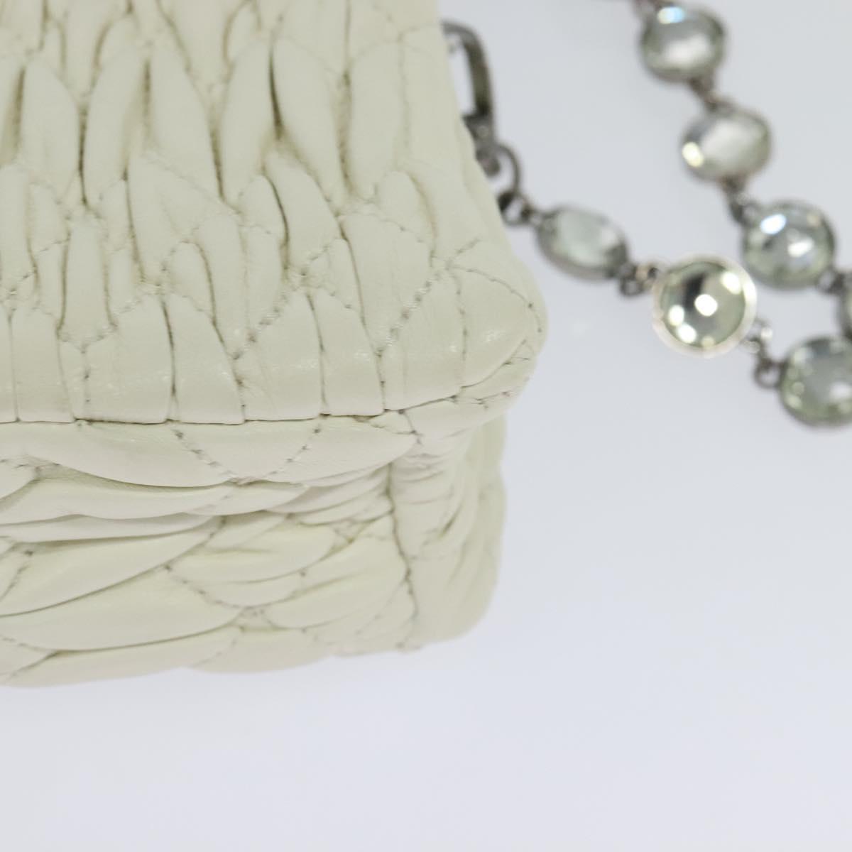 Miu Miu Matelasse Bijoux Shoulder Bag Leather White Auth am7657