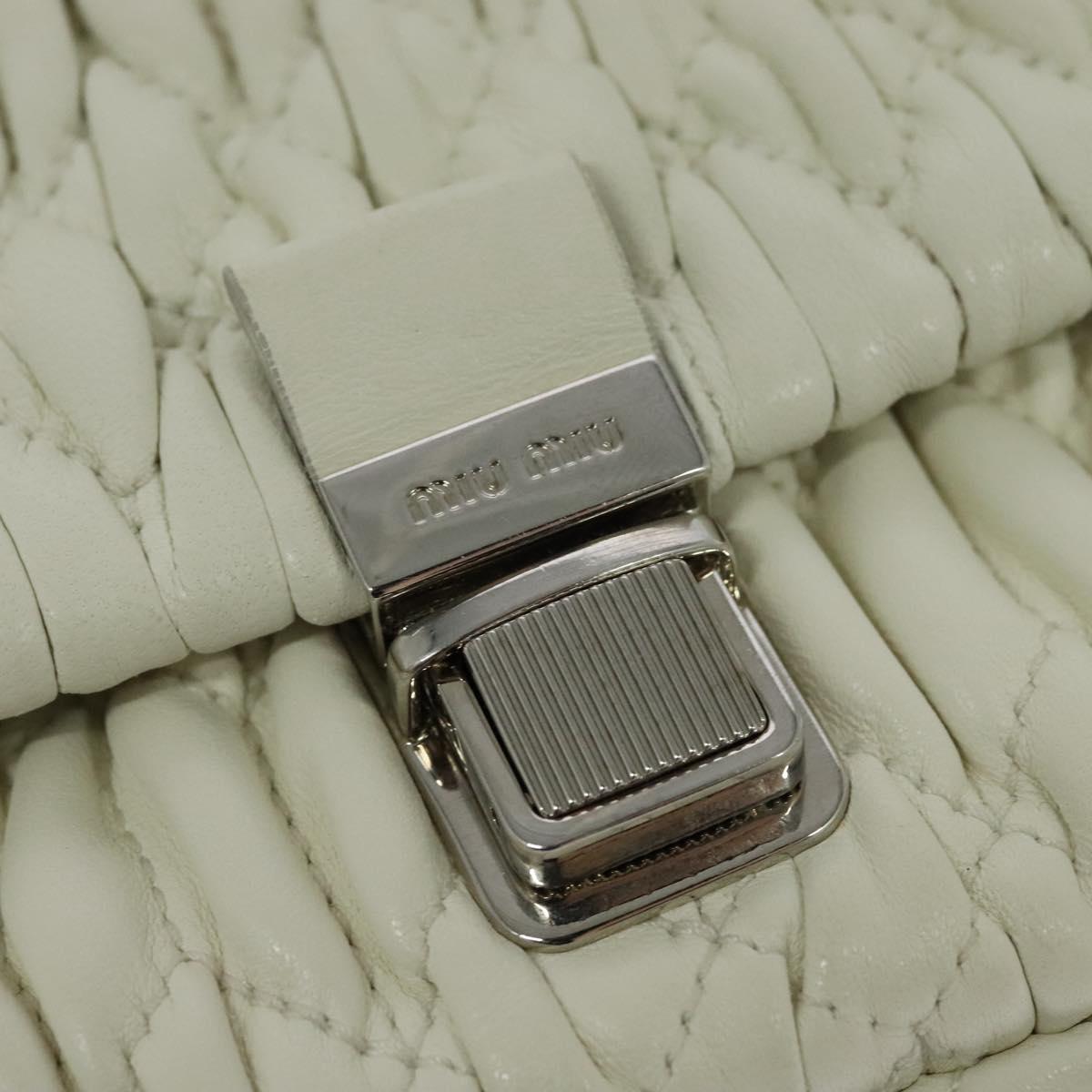 Miu Miu Matelasse Bijoux Shoulder Bag Leather White Auth am7657