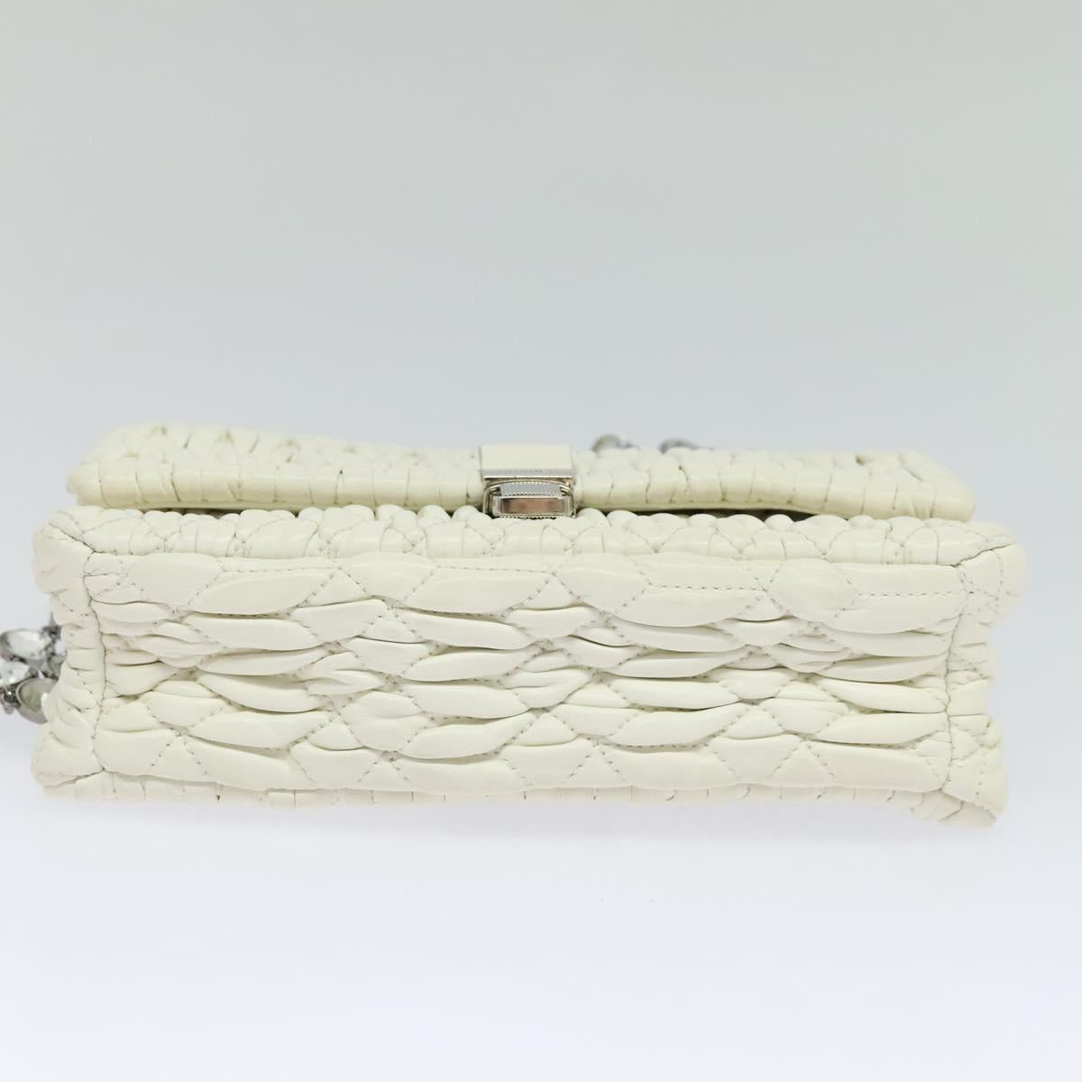 Miu Miu Matelasse Bijoux Shoulder Bag Leather White Auth am7657