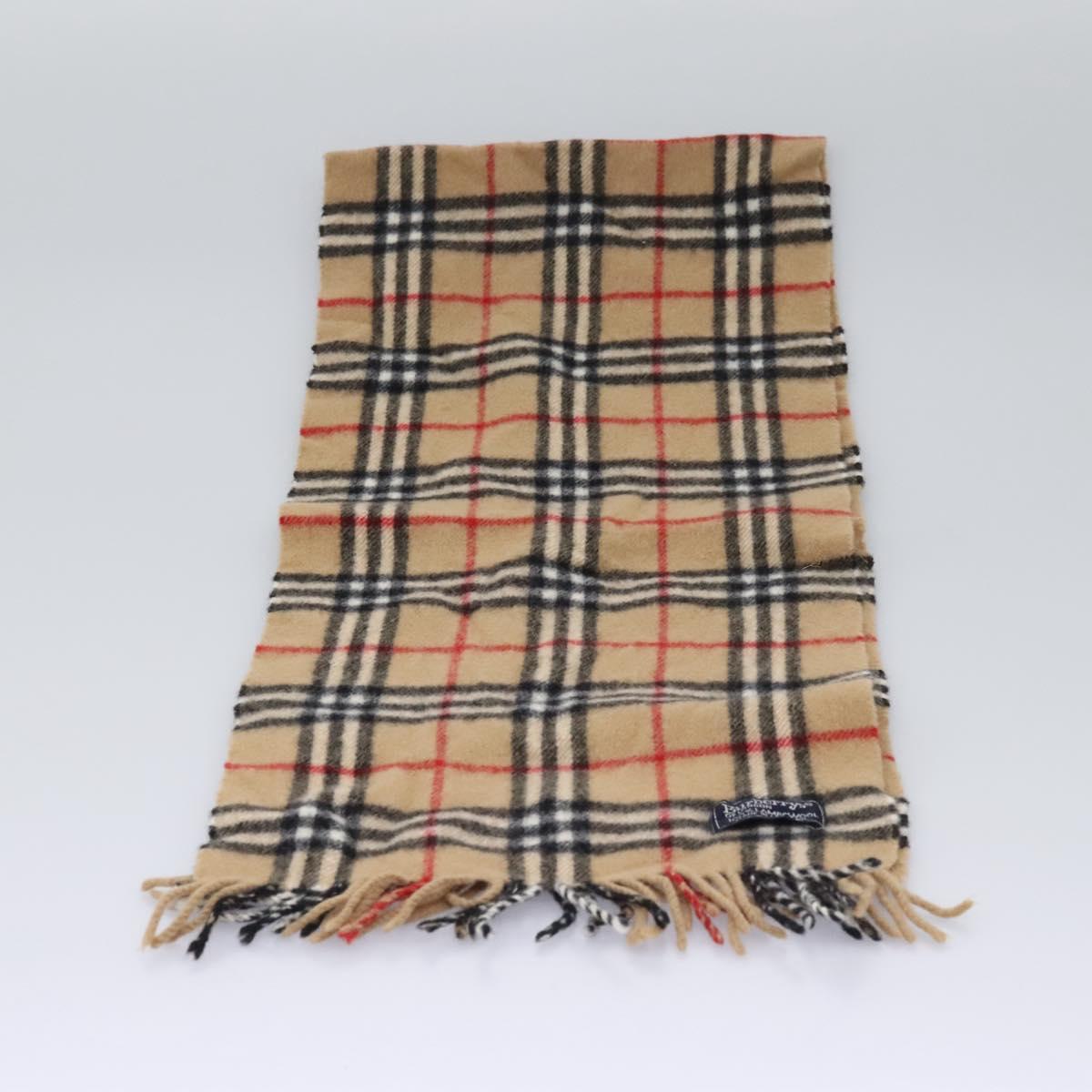 Burberrys Nova Check Scarf Wool Beige Auth am7660