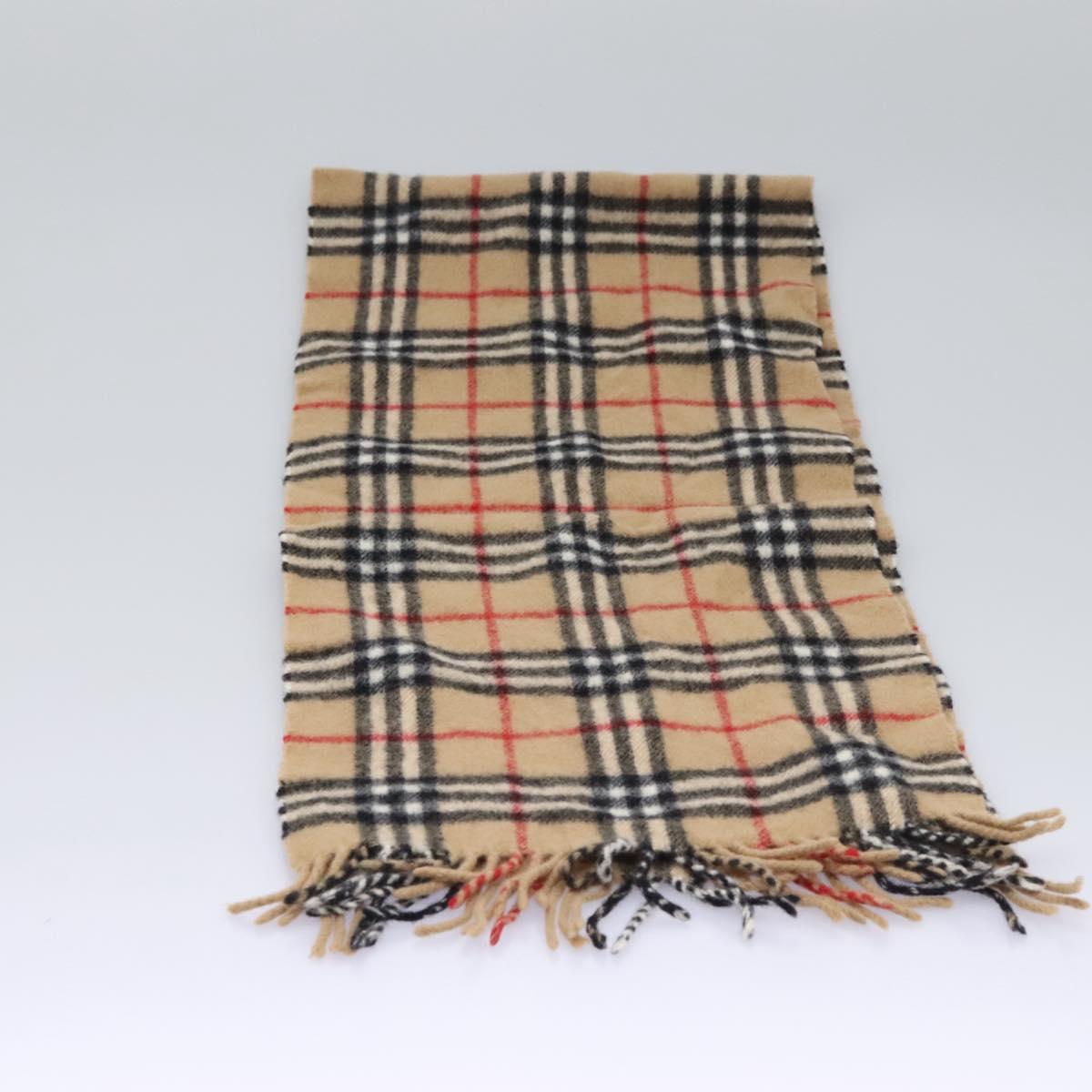 Burberrys Nova Check Scarf Wool Beige Auth am7660