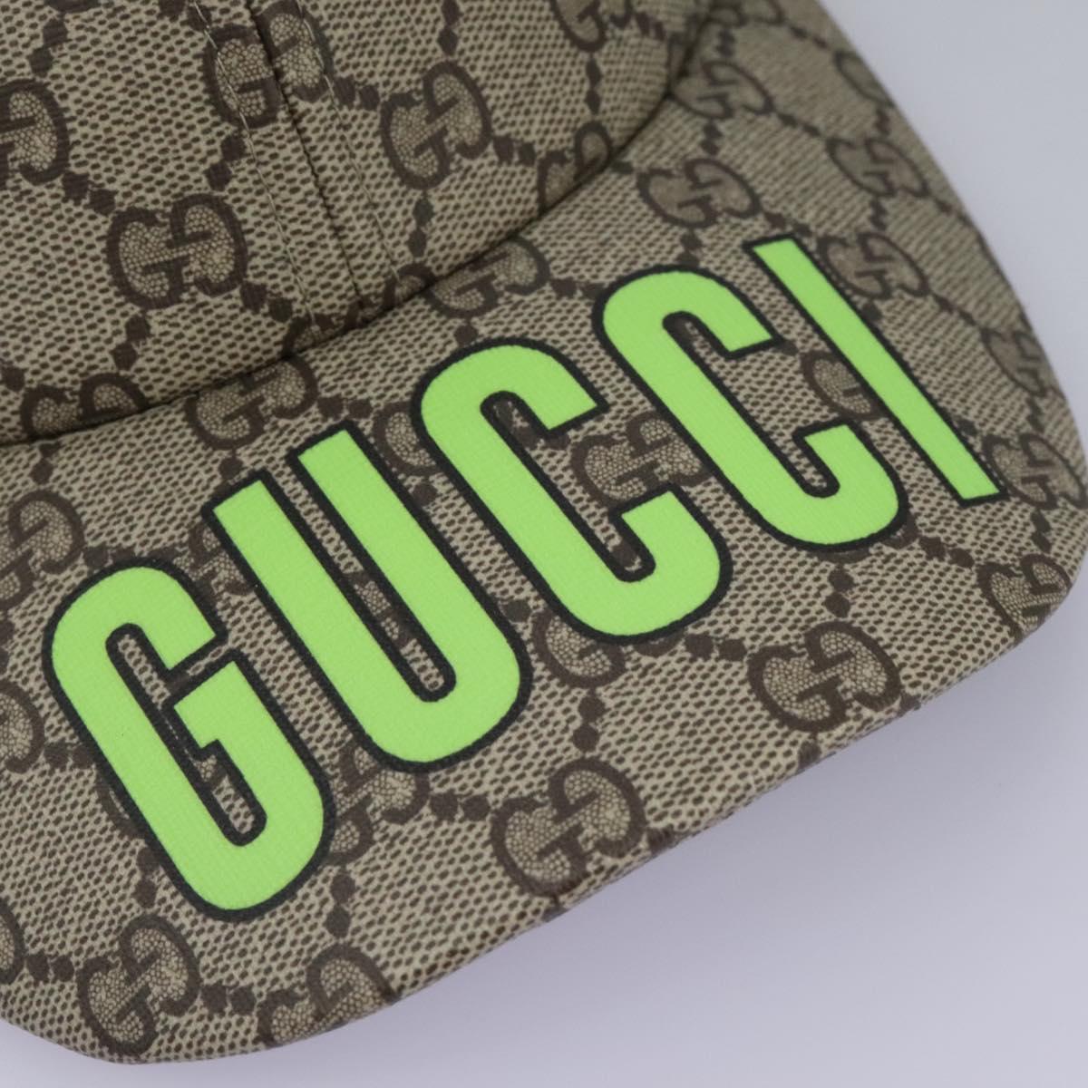GUCCI GG Supreme Strawberry baseball Cap PVC XL Beige 700665 Auth am7681V