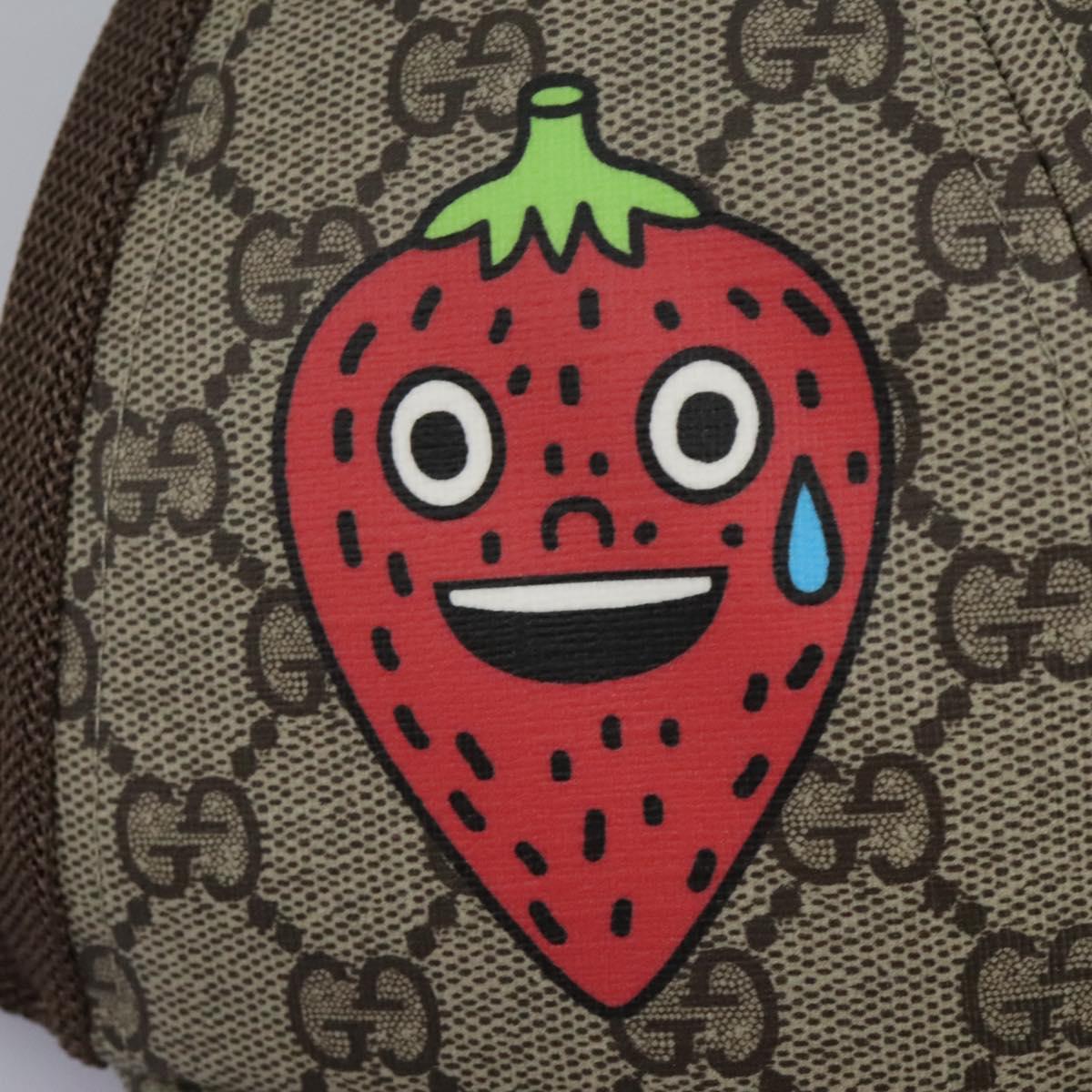 GUCCI GG Supreme Strawberry baseball Cap PVC XL Beige 700665 Auth am7681V