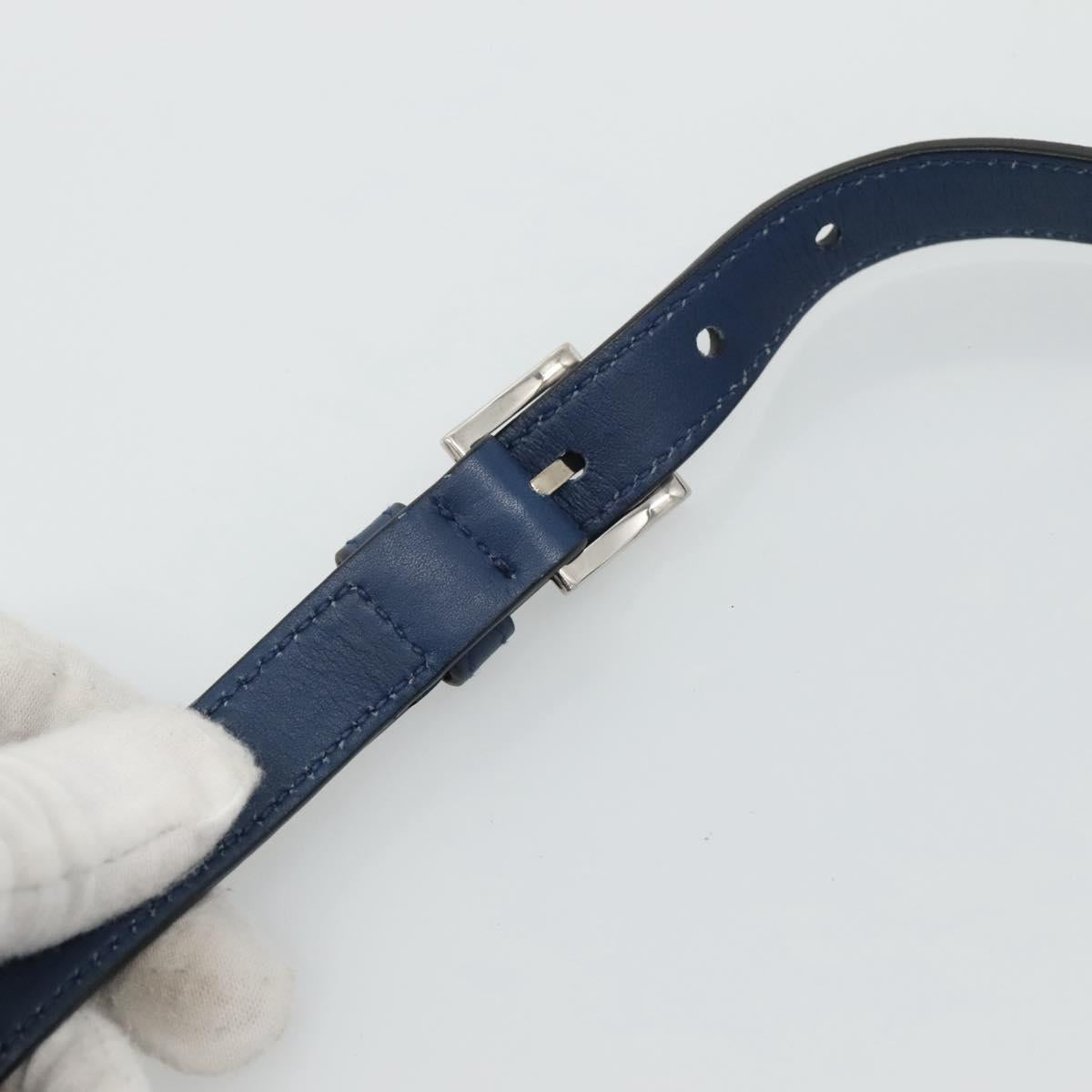 PRADA Shoulder Bag Leather Black Blue Auth am7706