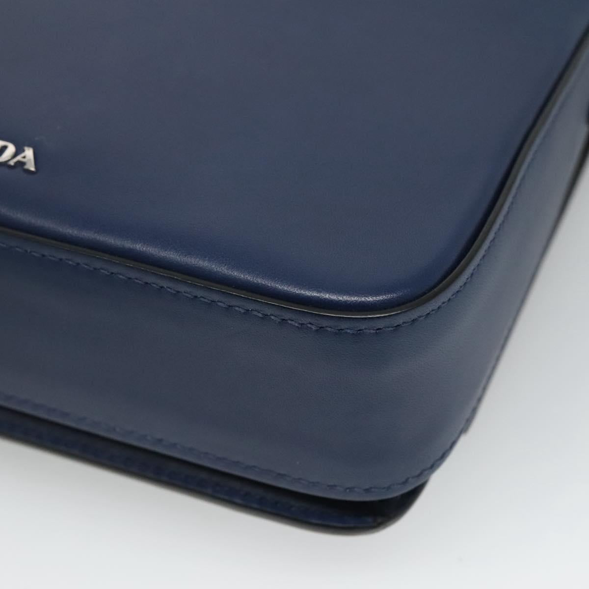 PRADA Shoulder Bag Leather Black Blue Auth am7706