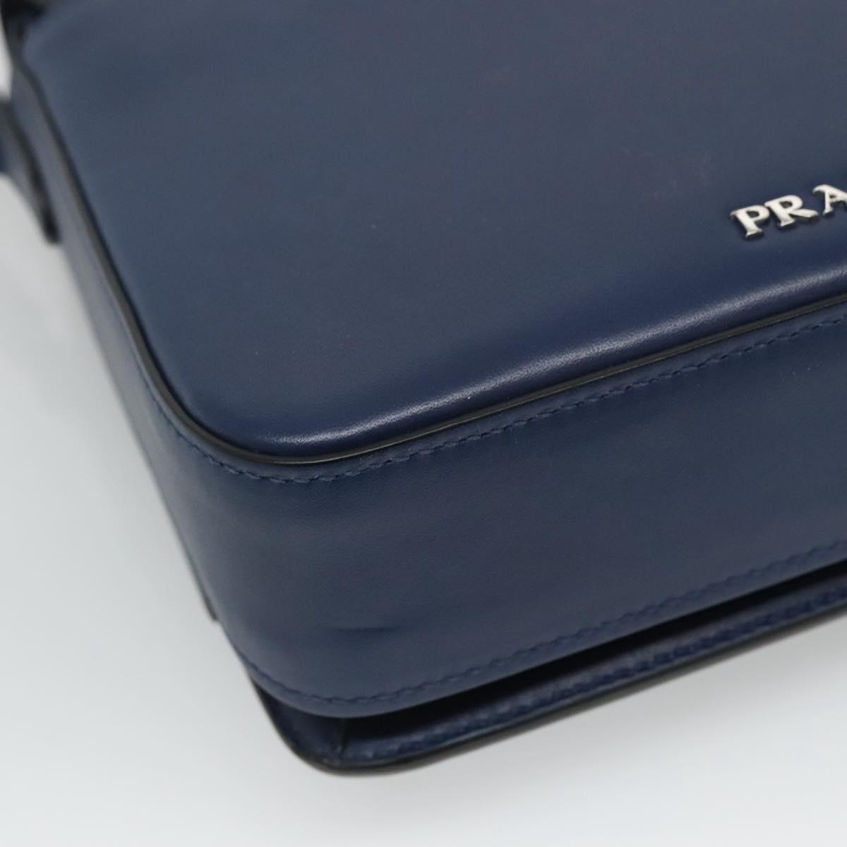 PRADA Shoulder Bag Leather Black Blue Auth am7706