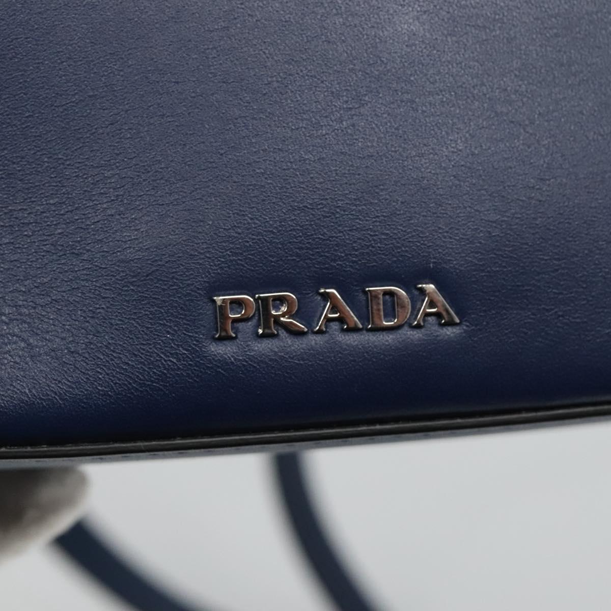 PRADA Shoulder Bag Leather Black Blue Auth am7706