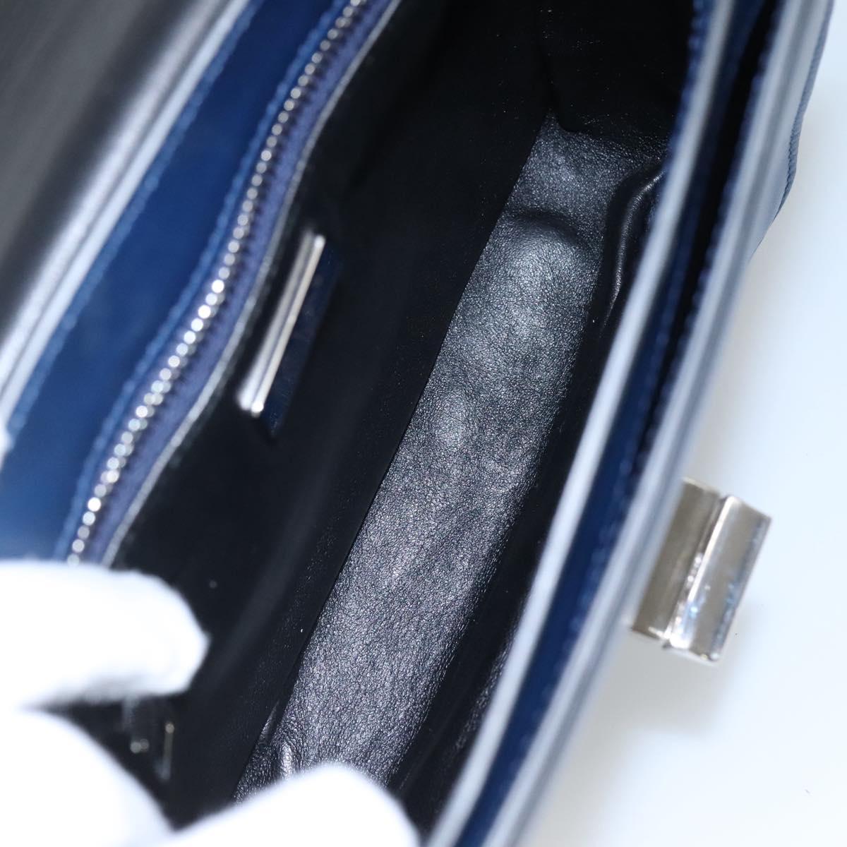 PRADA Shoulder Bag Leather Black Blue Auth am7706