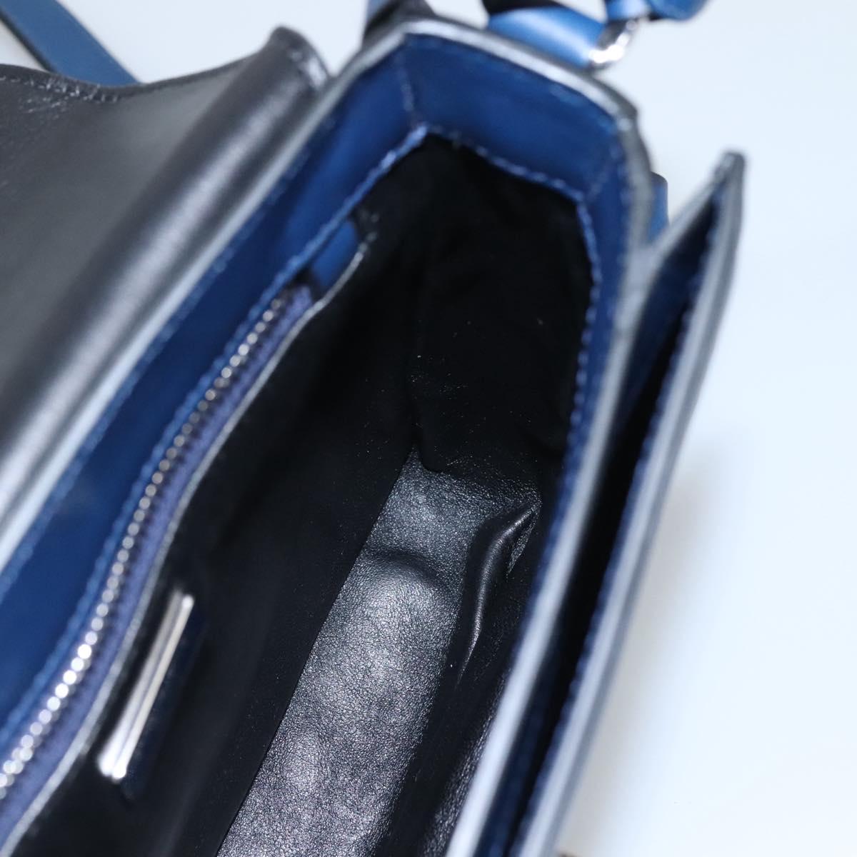 PRADA Shoulder Bag Leather Black Blue Auth am7706