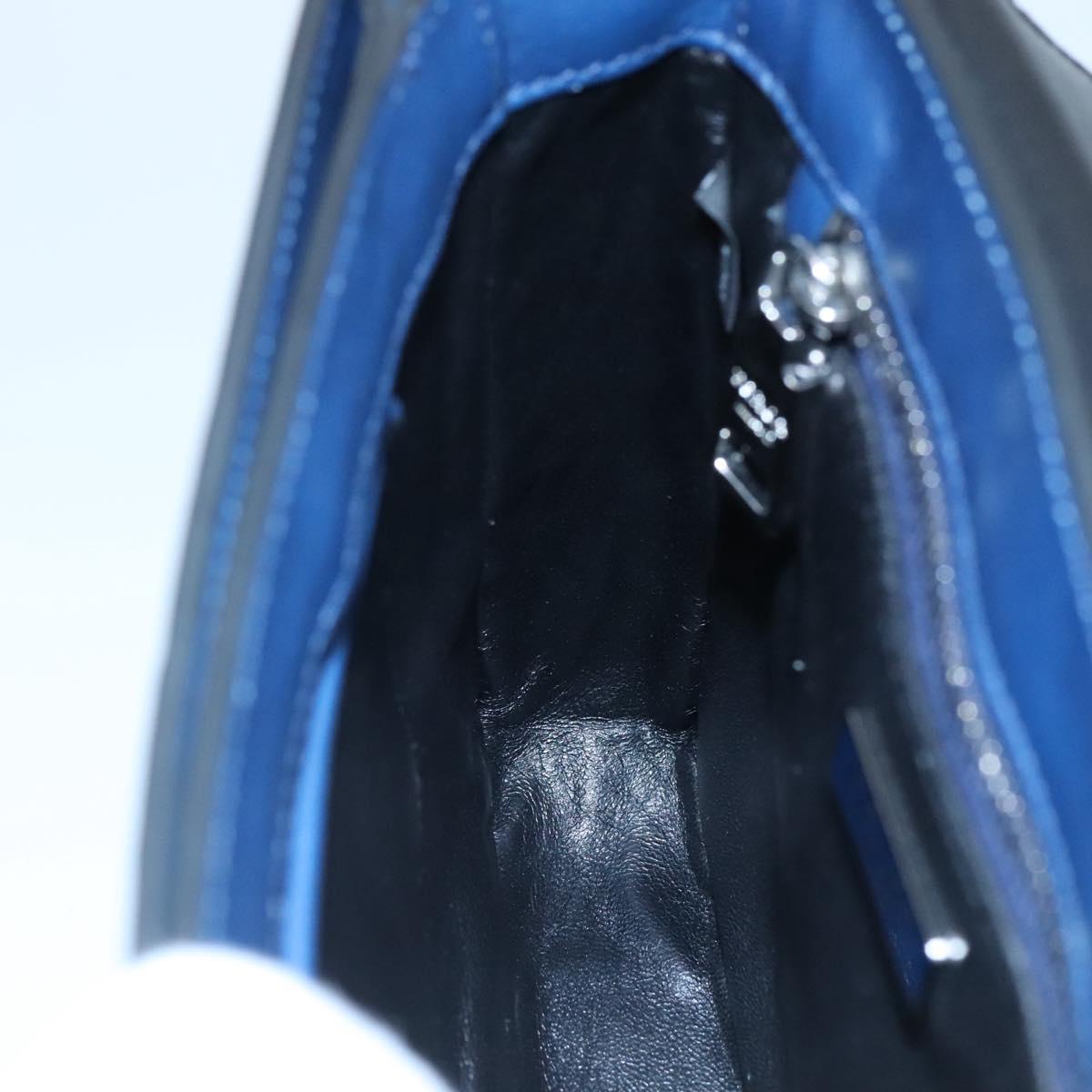 PRADA Shoulder Bag Leather Black Blue Auth am7706