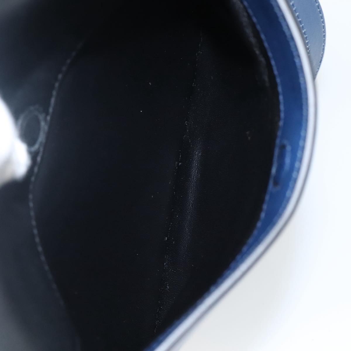 PRADA Shoulder Bag Leather Black Blue Auth am7706