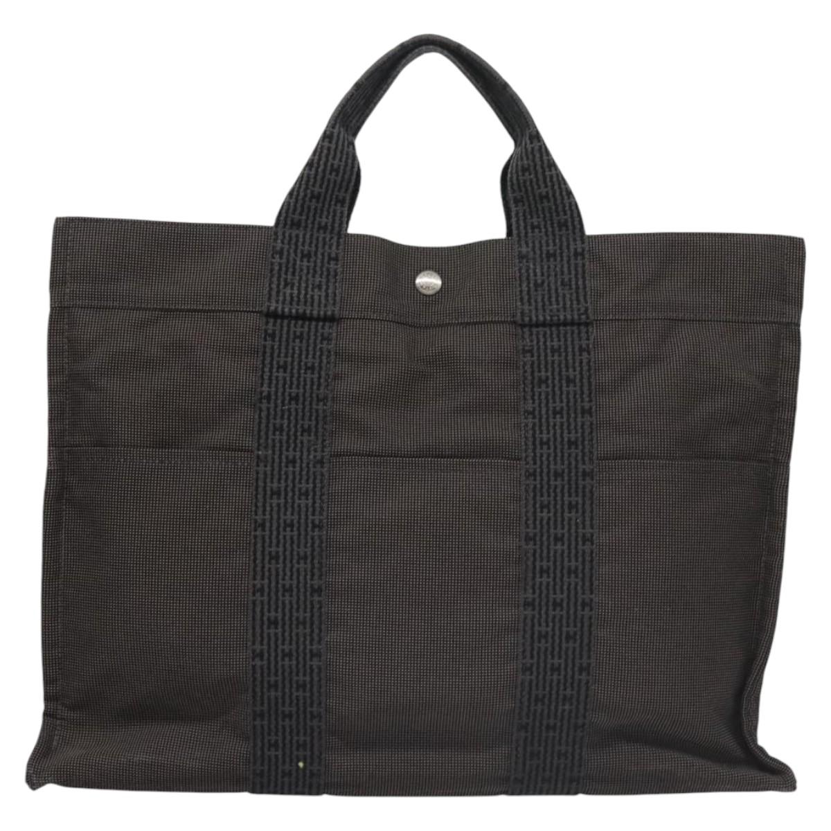 HERMES Her Line MM Hand Bag Canvas Gray Auth am7710