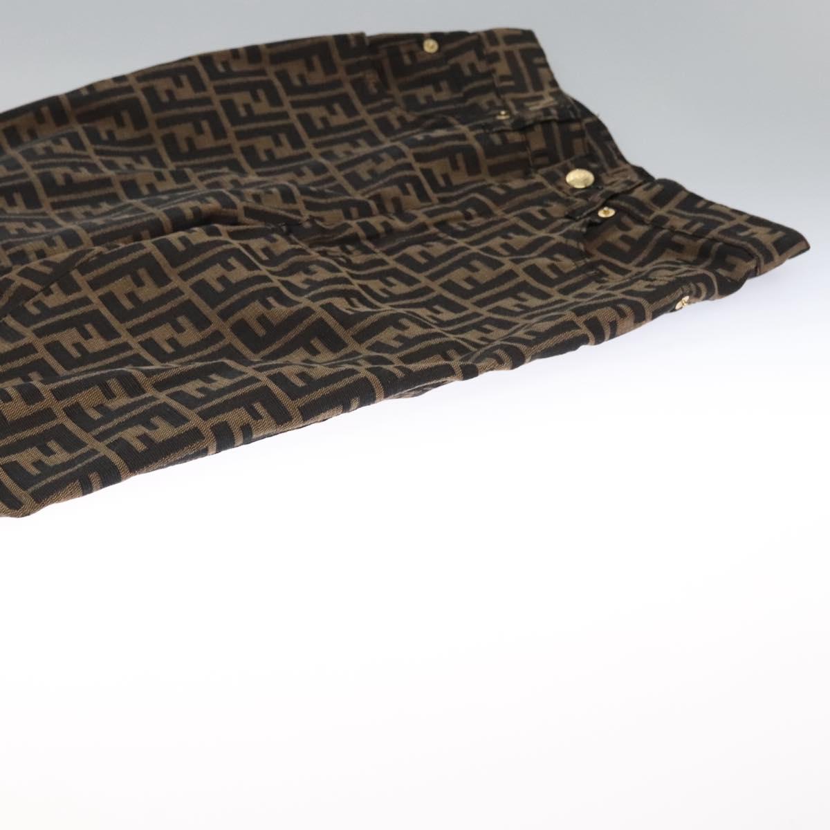 FENDI Zucca Canvas Pants 40 Black Brown Auth am7779M