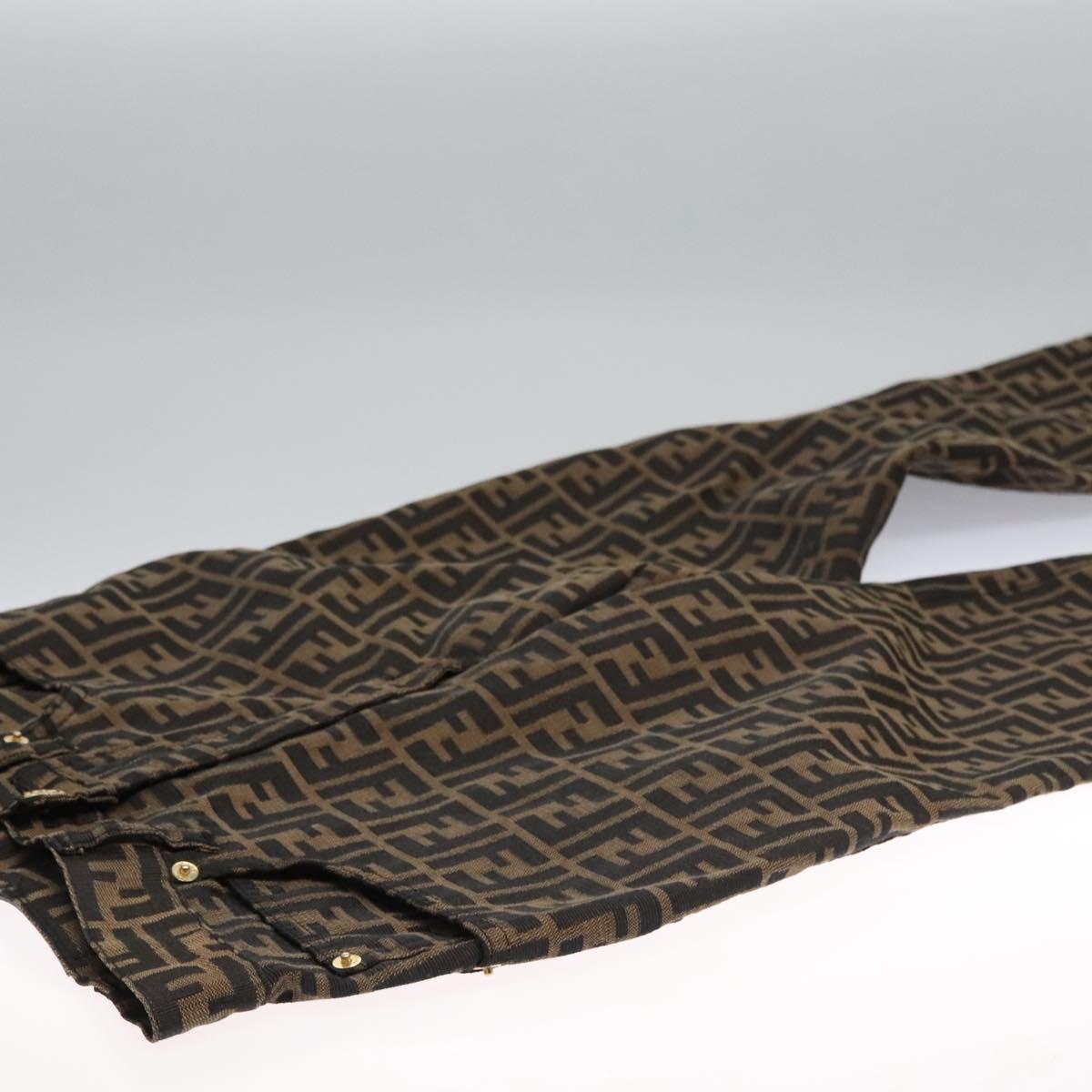 FENDI Zucca Canvas Pants 40 Black Brown Auth am7779M