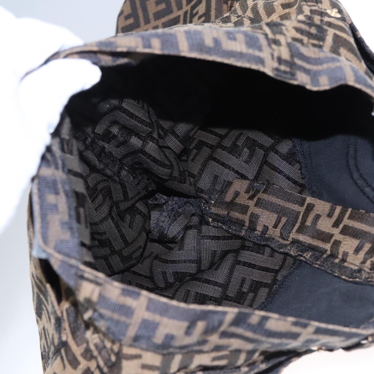 FENDI Zucca Canvas Pants 40 Black Brown Auth am7779M