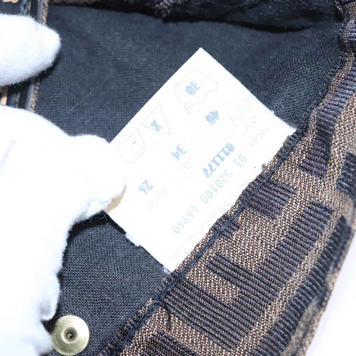 FENDI Zucca Canvas Pants 40 Black Brown Auth am7779M