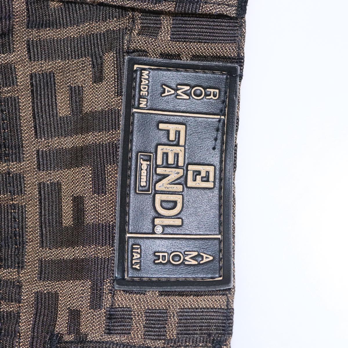 FENDI Zucca Canvas Pants 40 Black Brown Auth am7779M