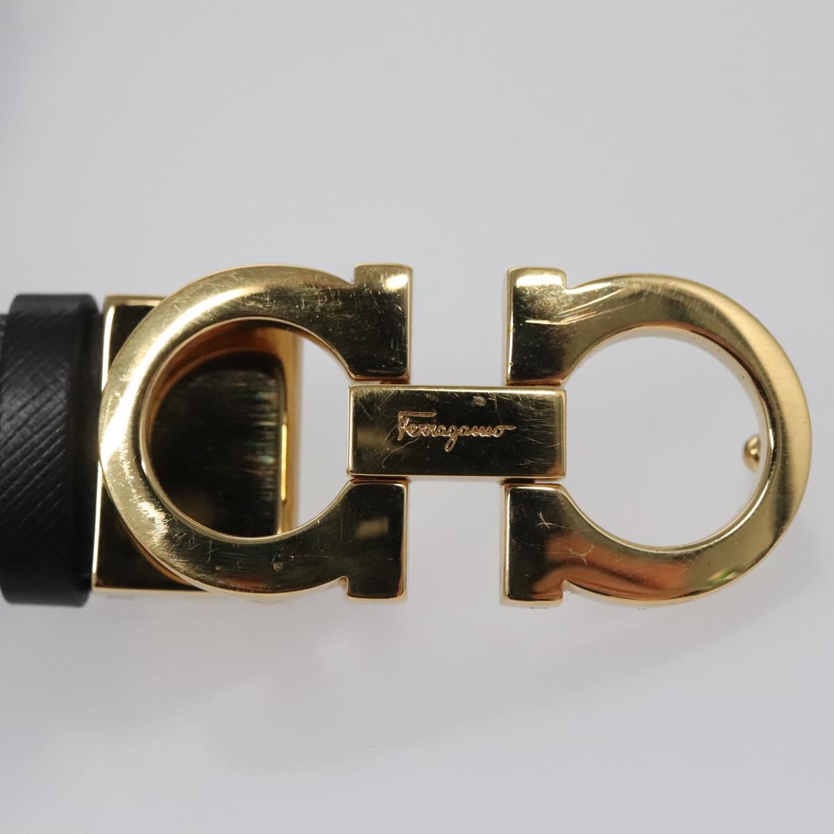 Salvatore Ferragamo Gancini Belt Leather 29.1""-31.5"" Black Auth am7781V