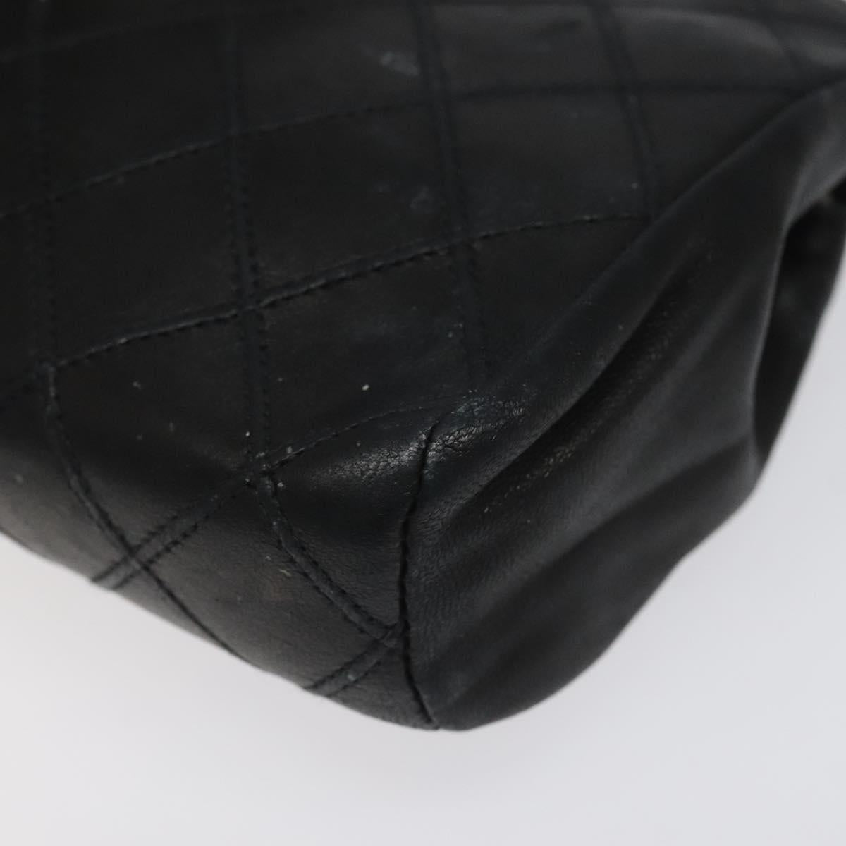 CHANEL Bicolore Pouch Lamb Skin Black CC Auth am7785