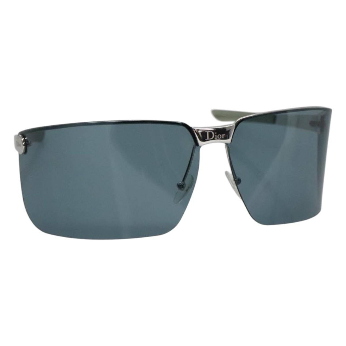 Christian Dior Sunglasses Metal Blue Auth am7799