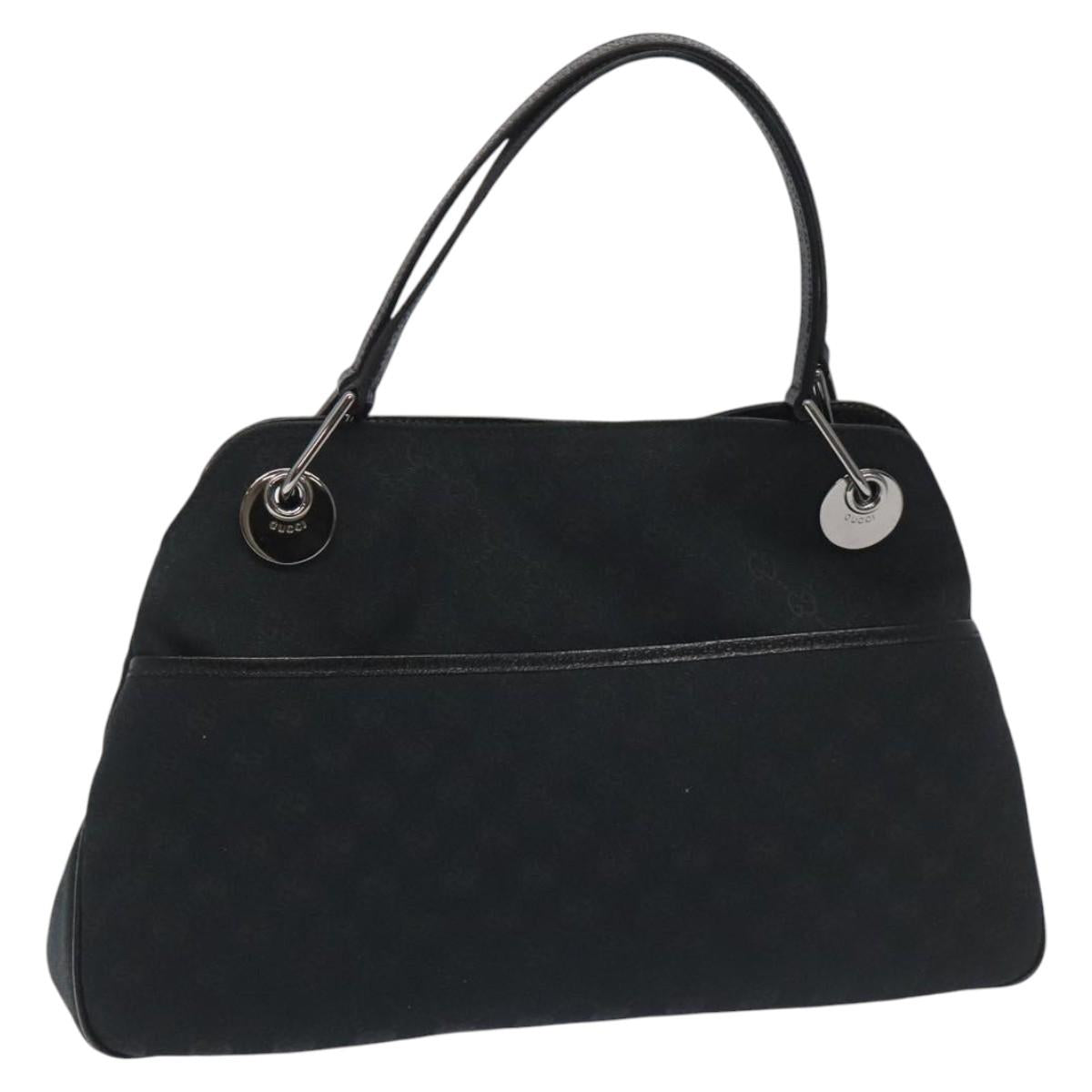 GUCCI GG Canvas Shoulder Bag Black Silver 121023 Auth am7810V