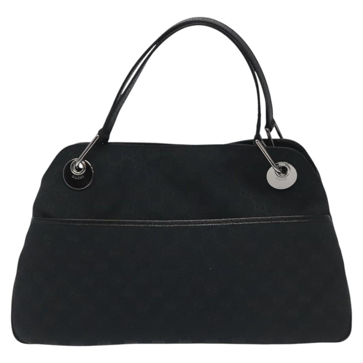 GUCCI GG Canvas Shoulder Bag Black Silver 121023 Auth am7810V