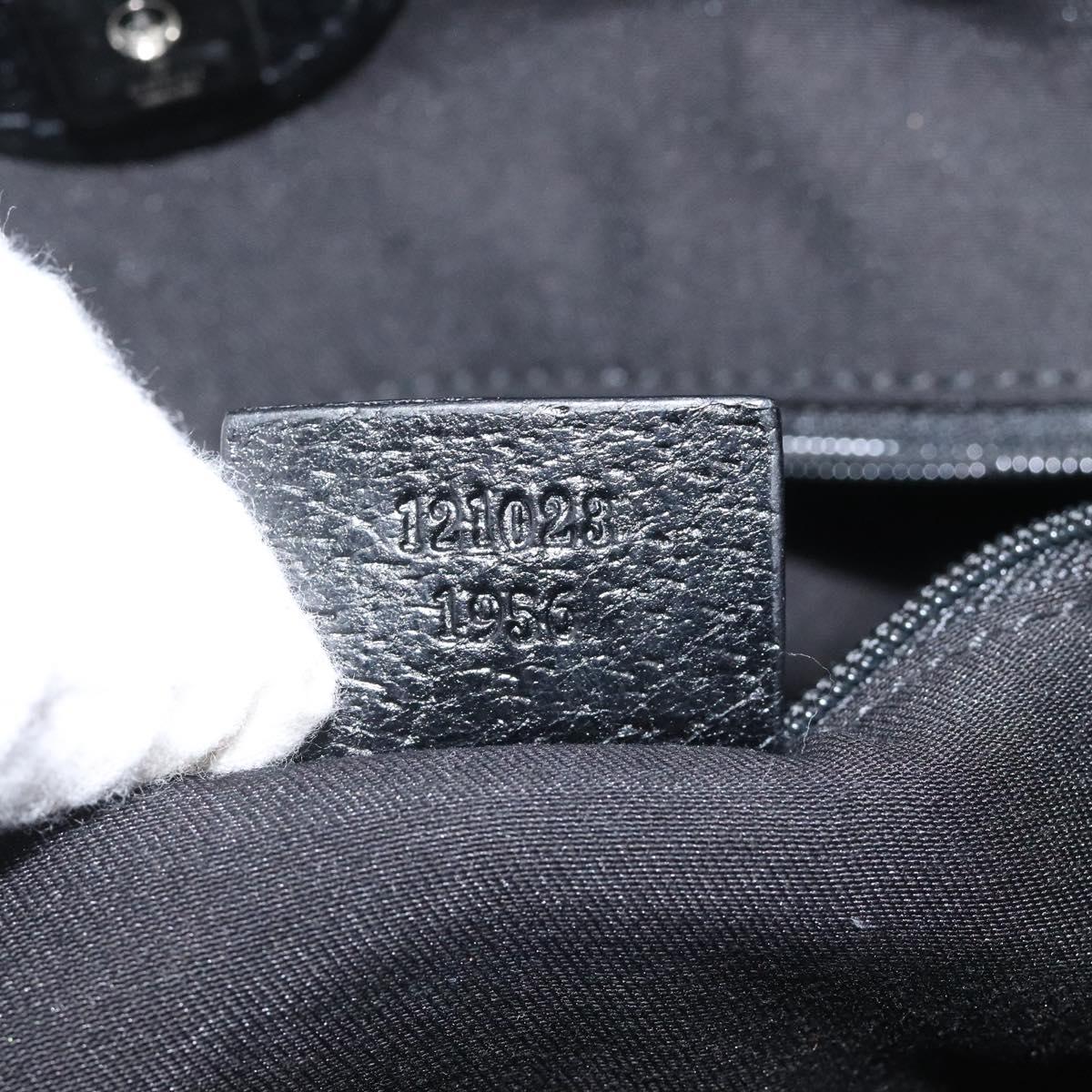 GUCCI GG Canvas Shoulder Bag Black Silver 121023 Auth am7810V
