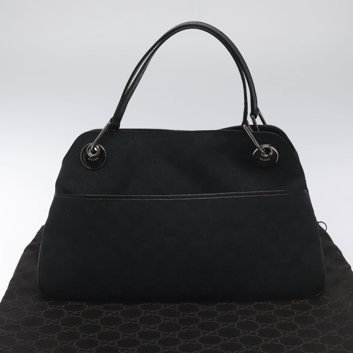GUCCI GG Canvas Shoulder Bag Black Silver 121023 Auth am7810V