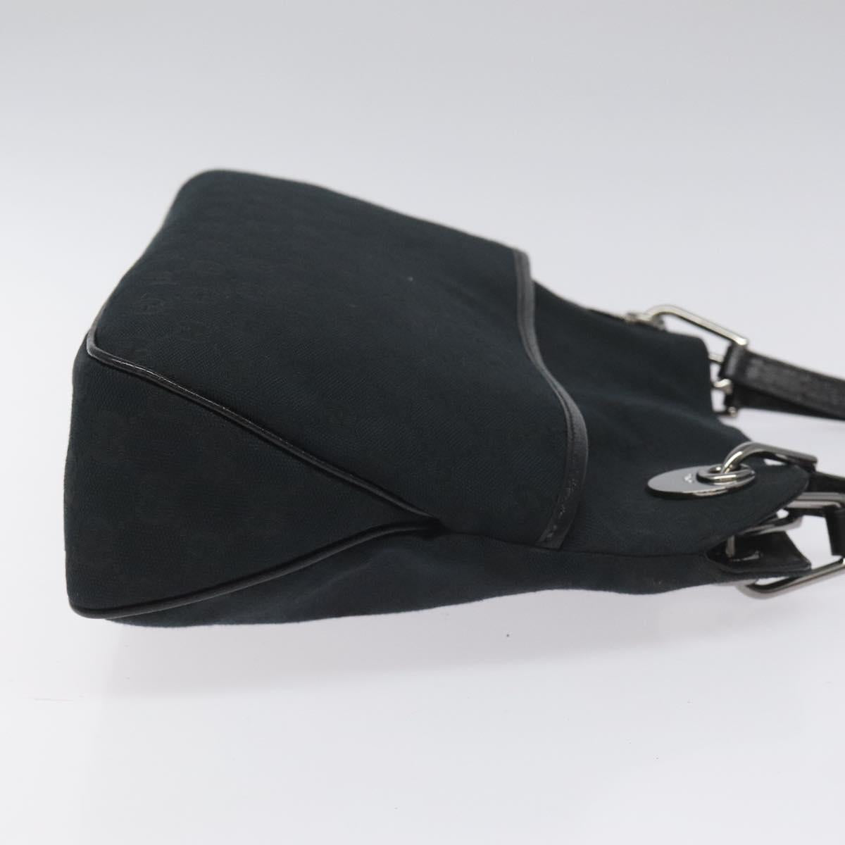 GUCCI GG Canvas Shoulder Bag Black Silver 121023 Auth am7810V