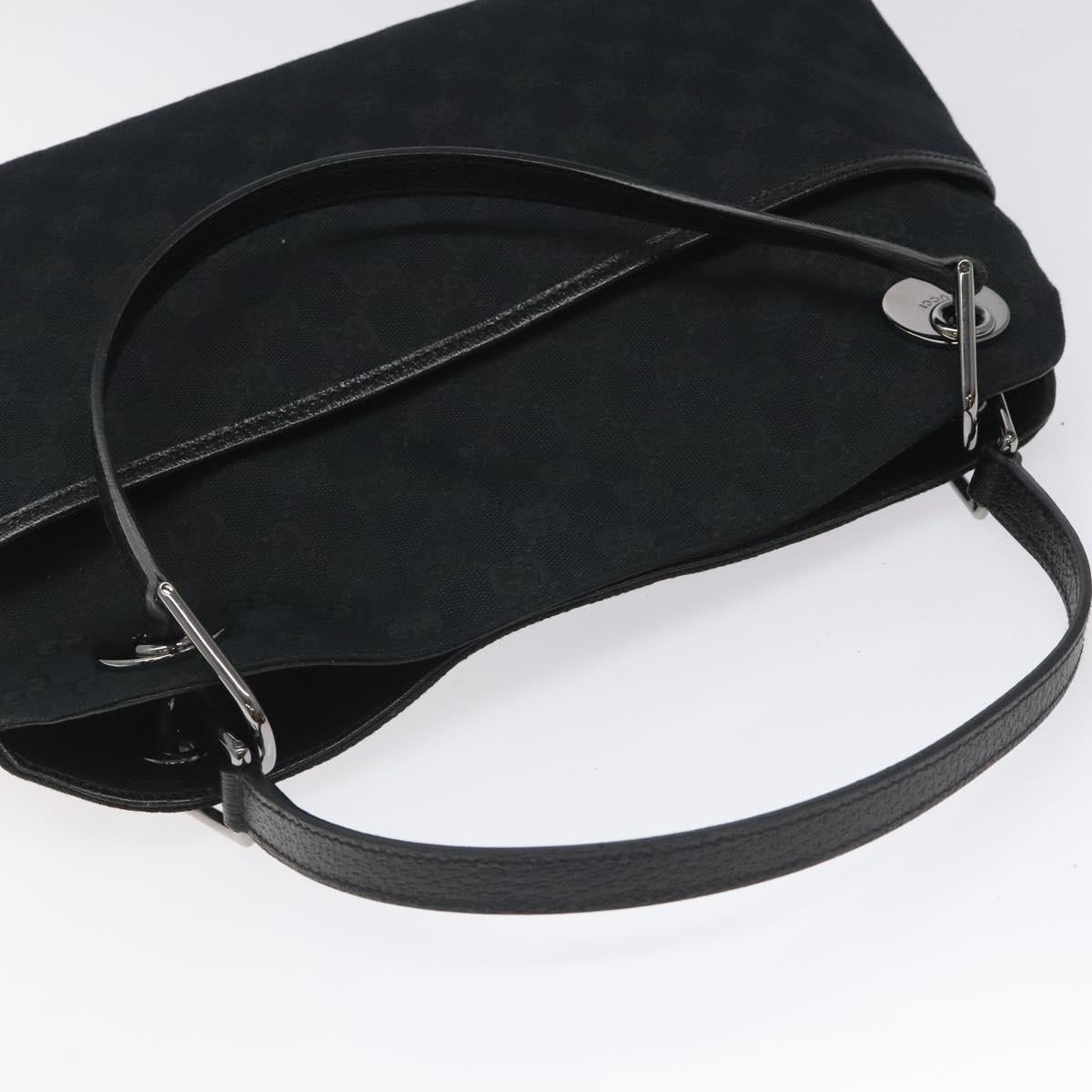 GUCCI GG Canvas Shoulder Bag Black Silver 121023 Auth am7810V