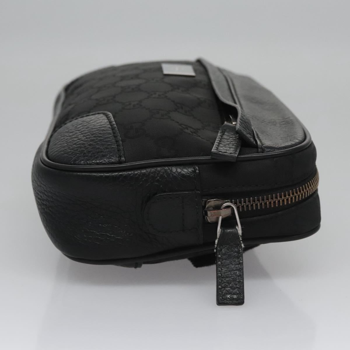 GUCCI GG Nylon Body Bag Outlet Black Silver 336672 Auth am7819
